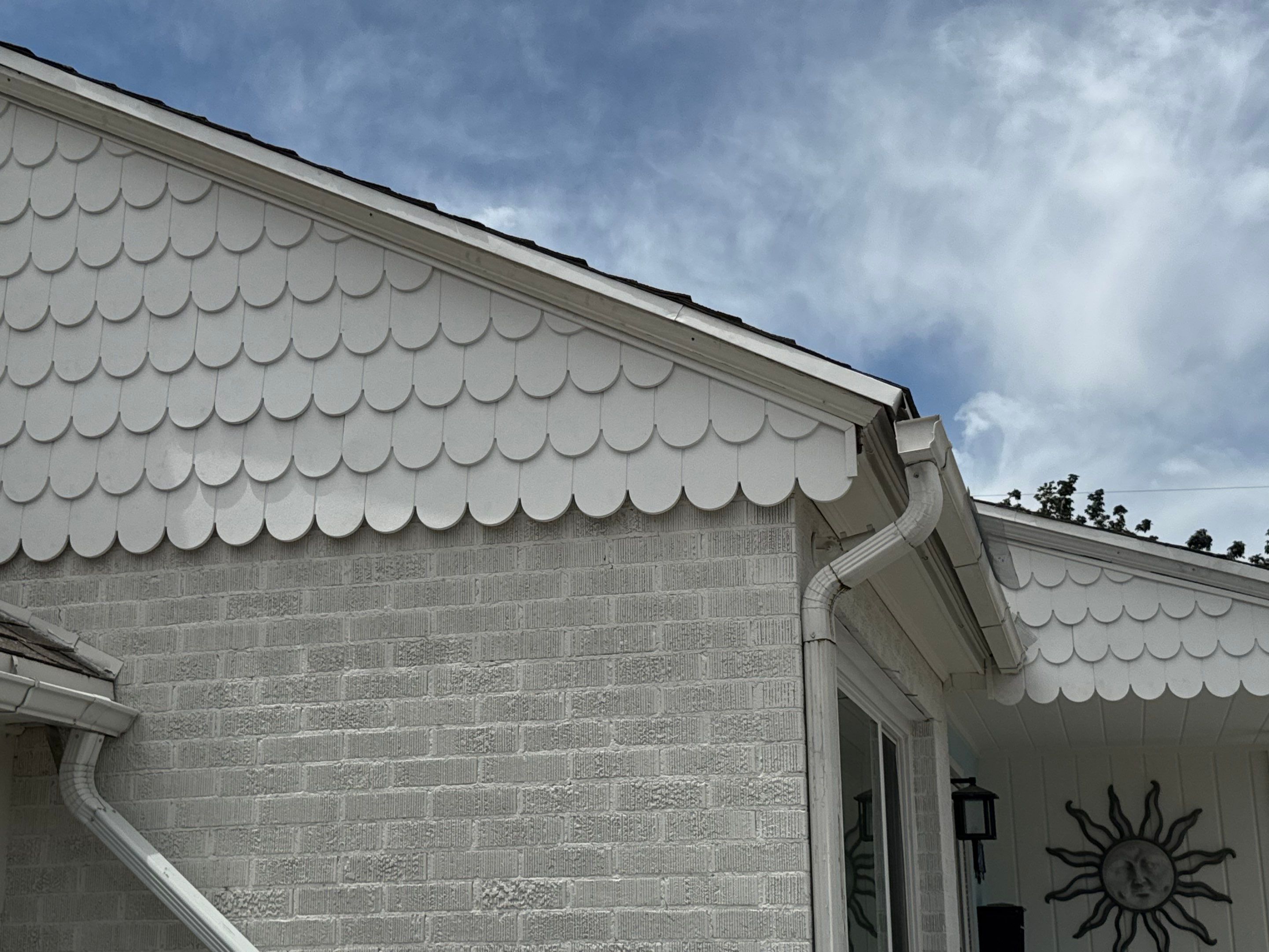 Salt Lake City | Fiber Cement Demo & Half-Round Shingle Accent | Crisp White by Ideal Siding Utah