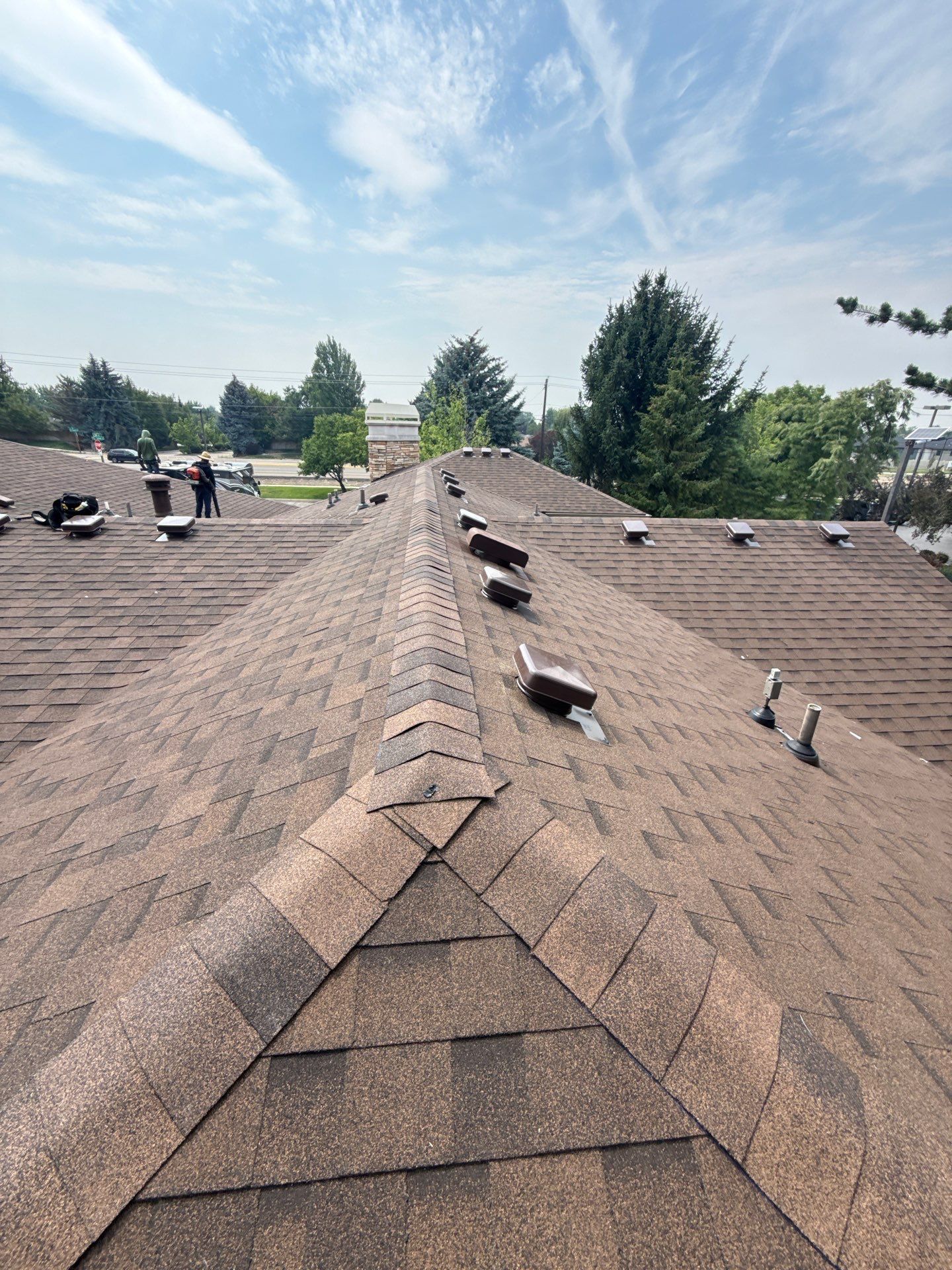 Boise Commercial Roof Replacement with Brown Architectural Shingles by Olive Roofing