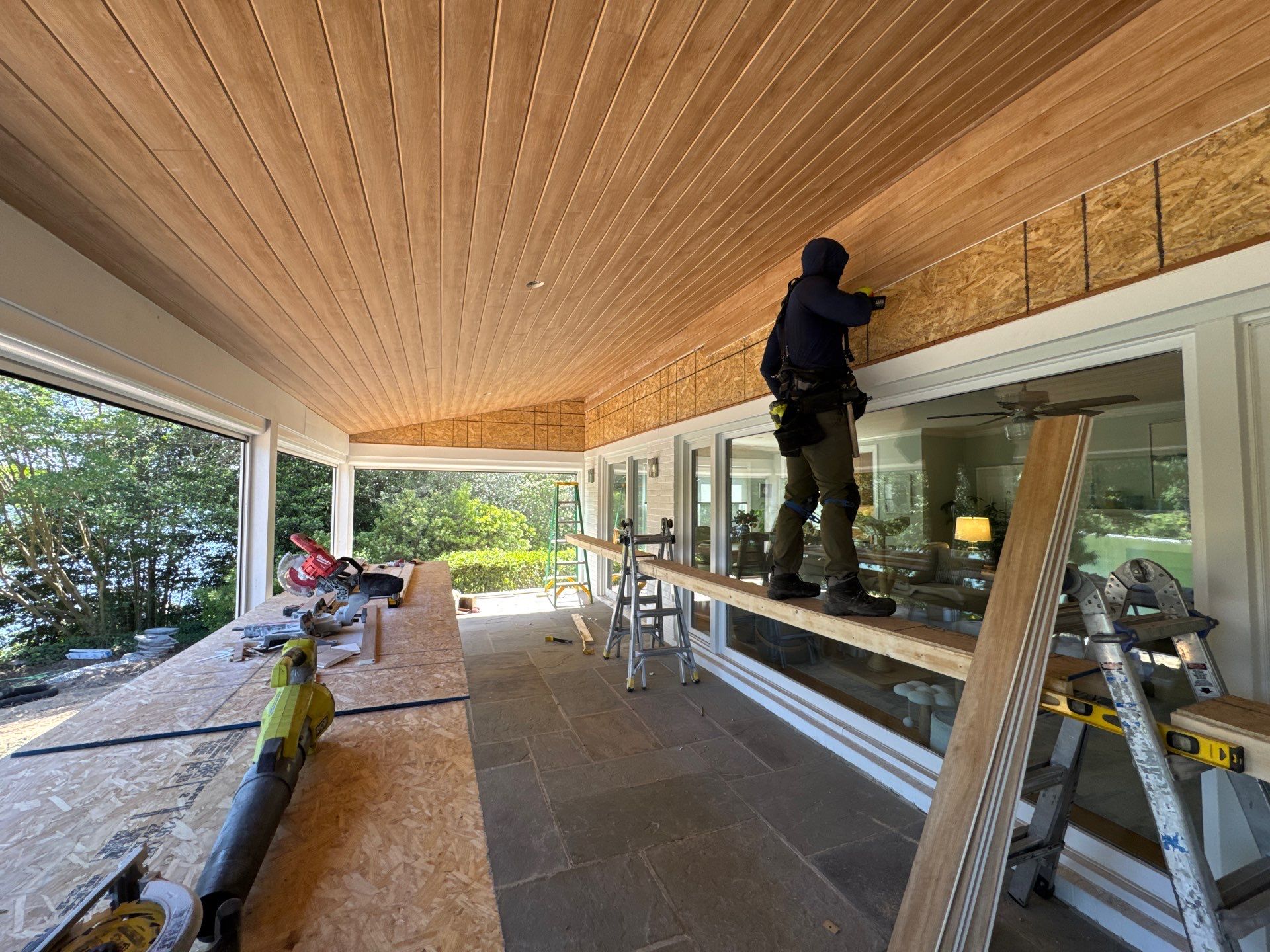 Custom Tongue and Groove Porch Ceiling in Irvington by Cade Construction