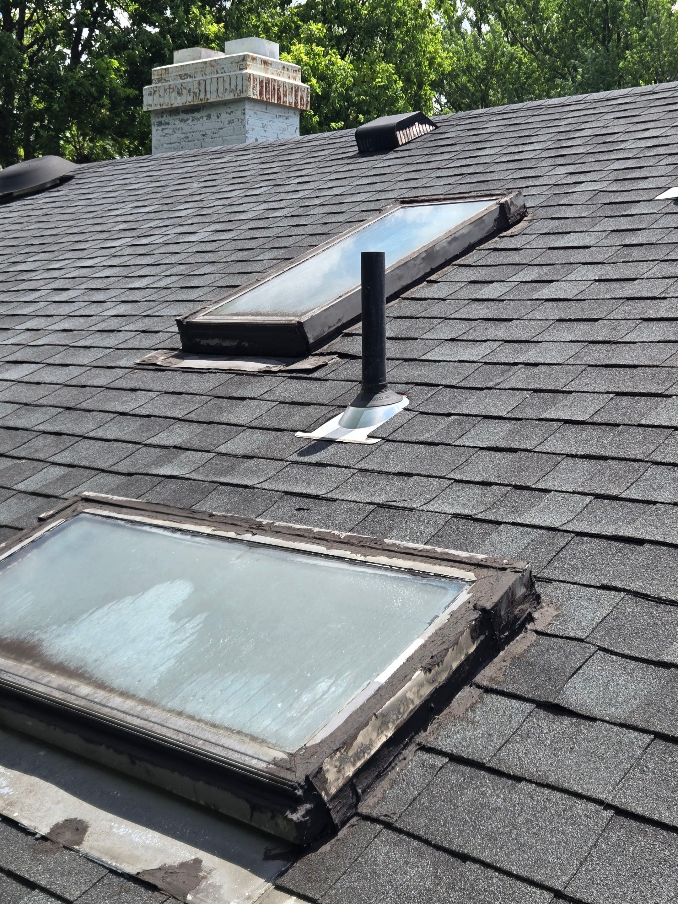 Dayton Skylight Replacement and Shingle Repair for Leaking Roof by Level Up Roofing and Restoration Services LLC