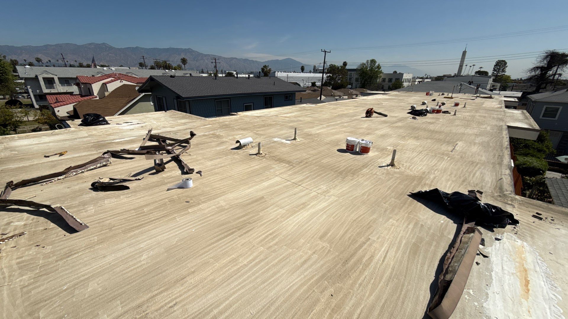 New Drainage and Silicone Membrane Installation using American Standard Coatings Silicone-S by Hull Brothers Roofing