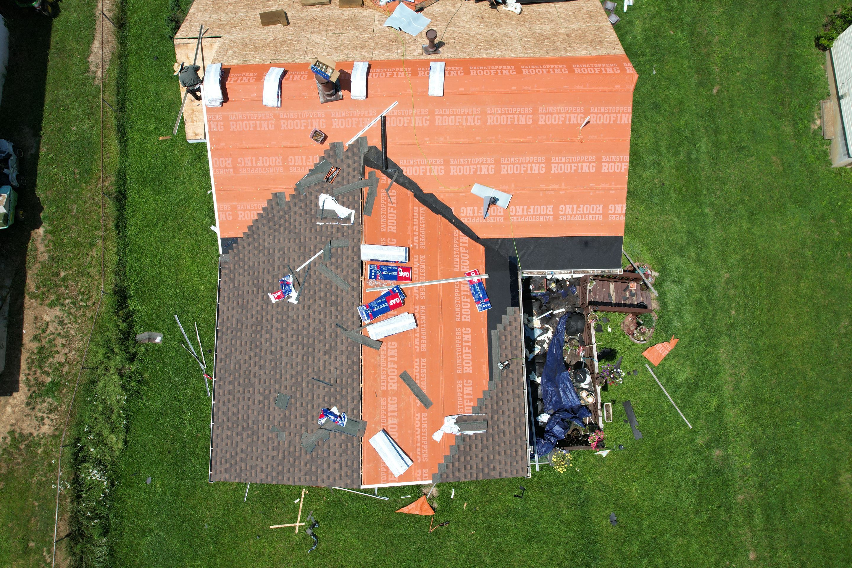 Residential Roofing Installation using GAF Timberline HDZ Barkwood by Rainstoppers Roofing