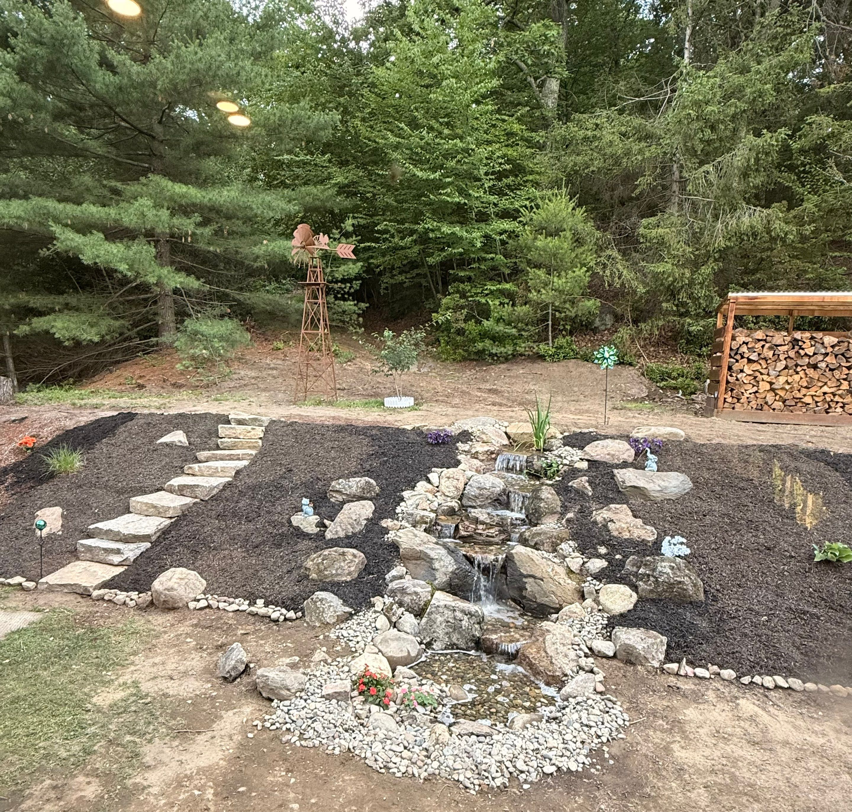 Complete Rebuild of a Pondless Waterfall in Palmer by Wicked Water Gardens
