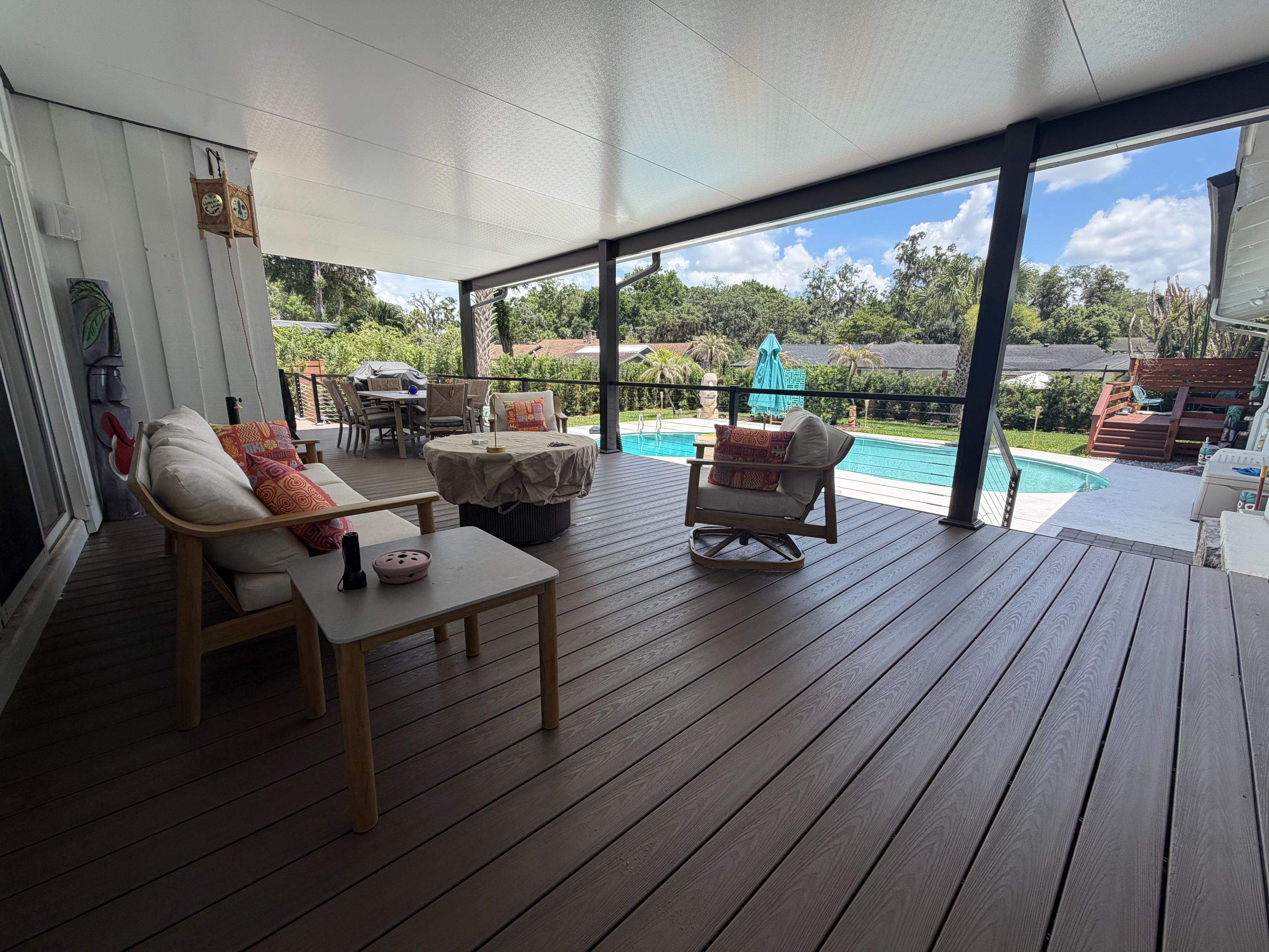 Aluminun patio cover using Deckorators venture by Orlando pergolas