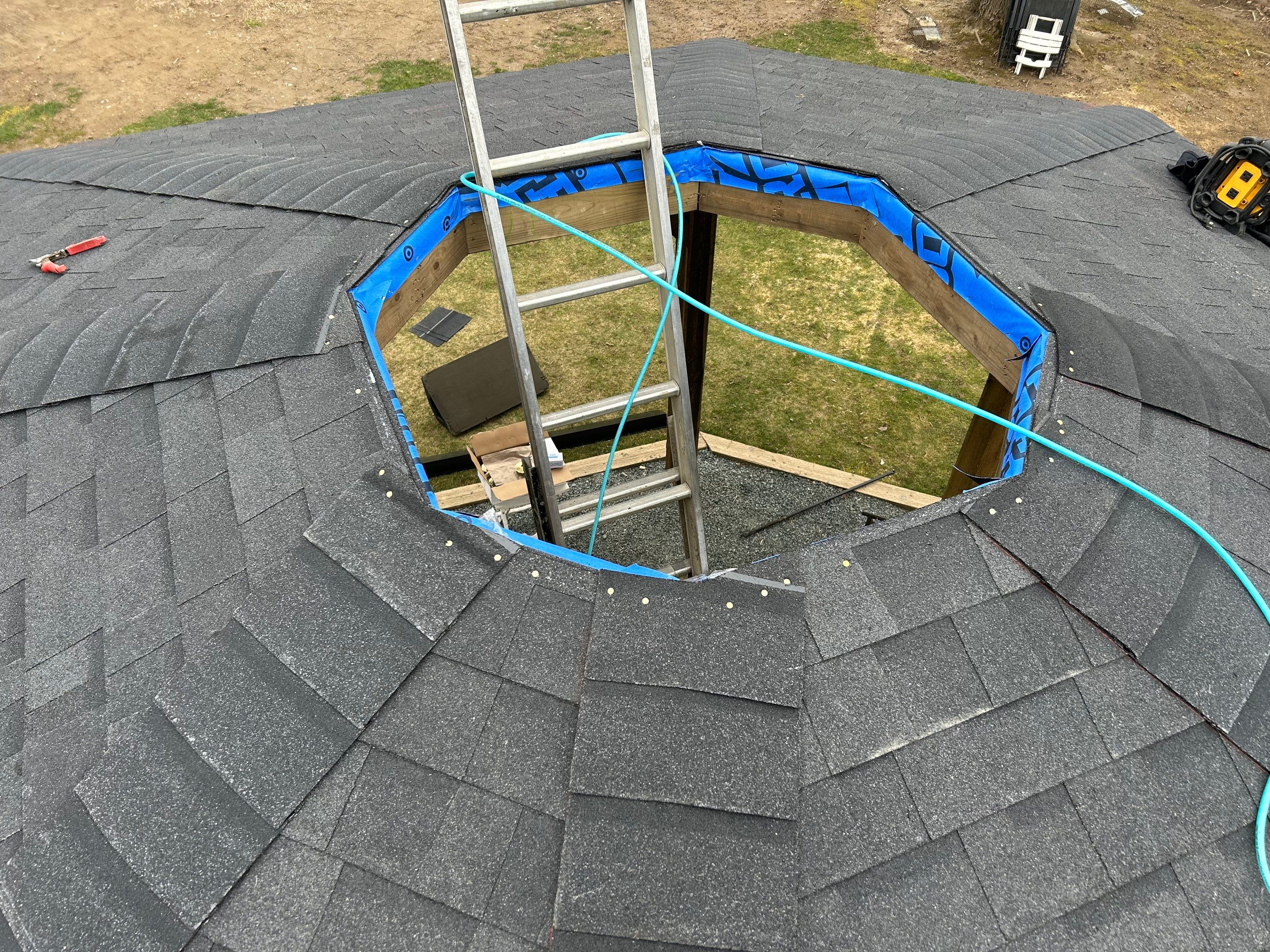 Residential Roofing Installation using OC Oakridge shingles for Gazebo by Top Notch Roofing Inc