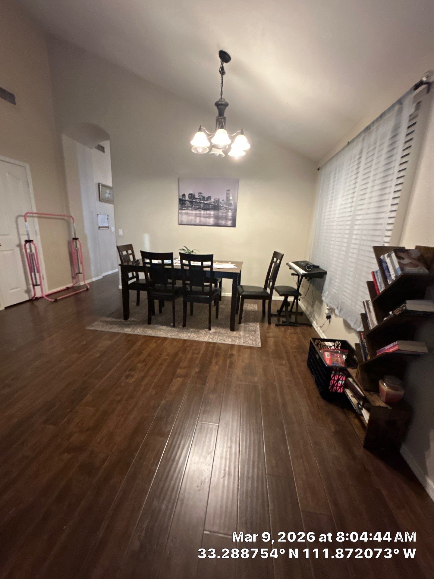 Interior Dining Room Renovation with Dark Wood Flooring by CompanyCam Sales Demo