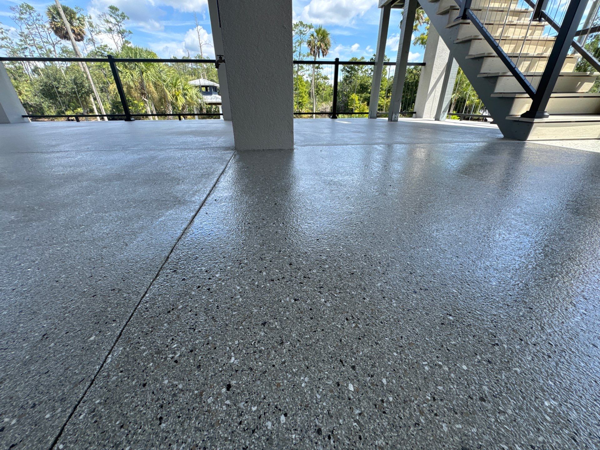 Under Side of Home in Hybrid Shale by Cross Creek Concrete Coatings