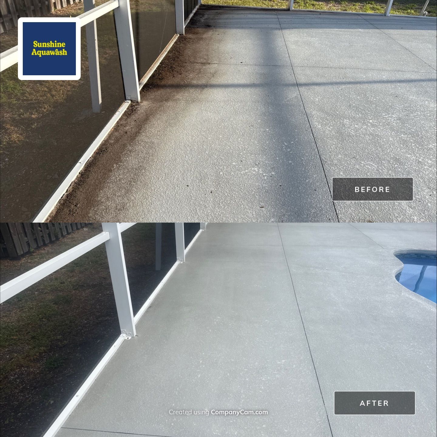 Painted Pool Deck & Pool Cage Cleaning in Allendale – Bradenton, FL by Sunshine AquaWash