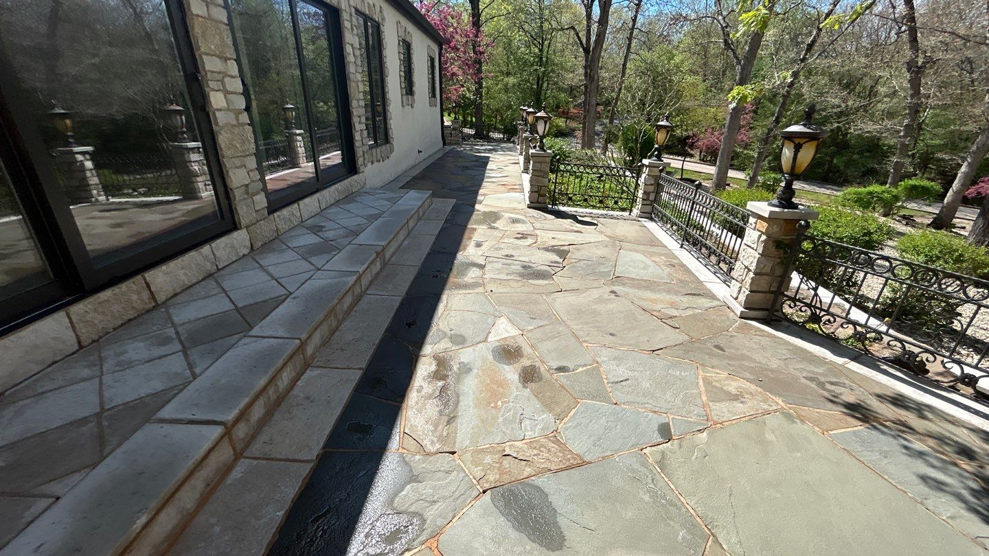 natural stone using Algaecide, soft wash soap by Northern Power Washing LLC.