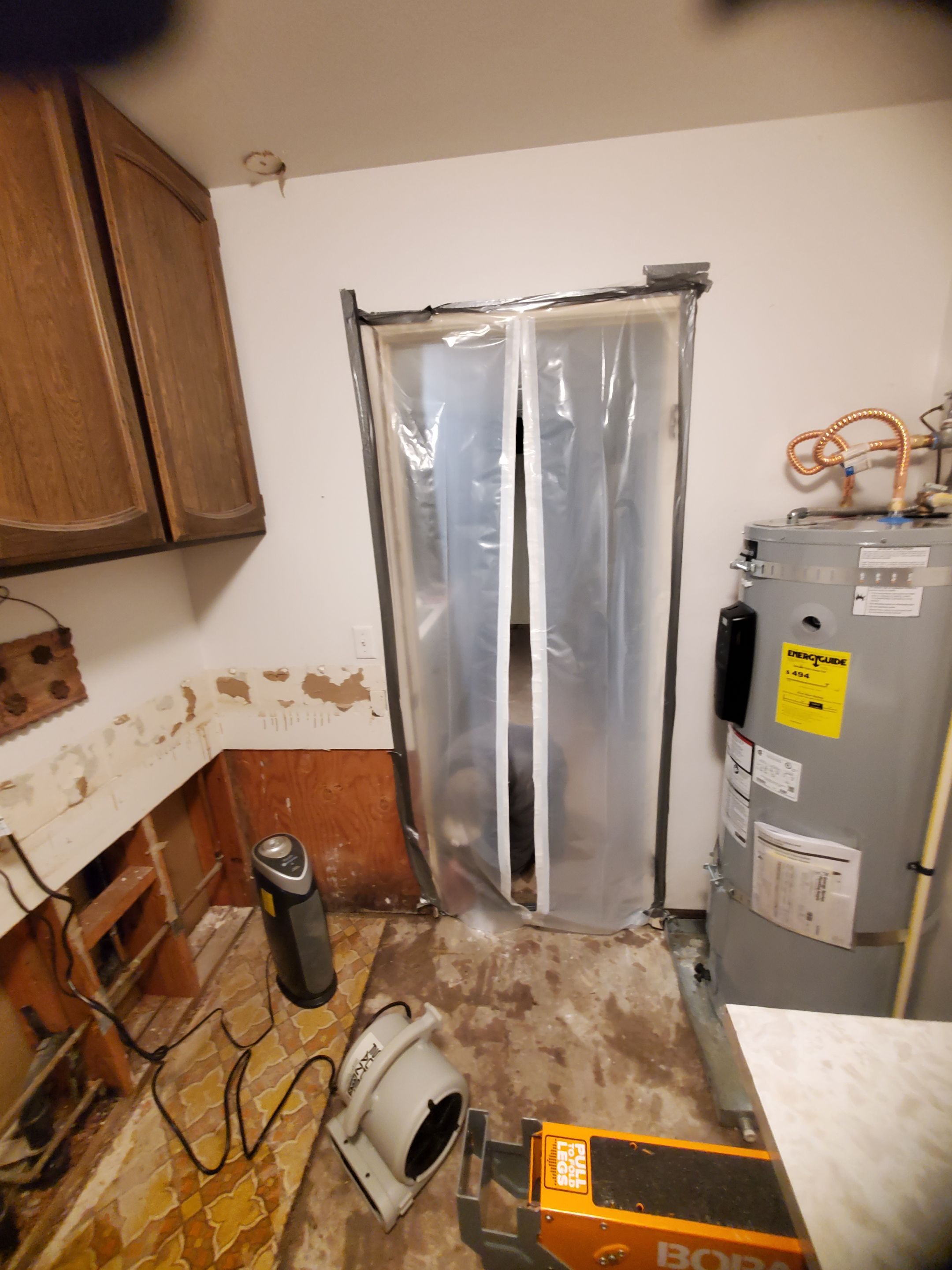 Water Damage using Air Movers by Construction Now LLC
