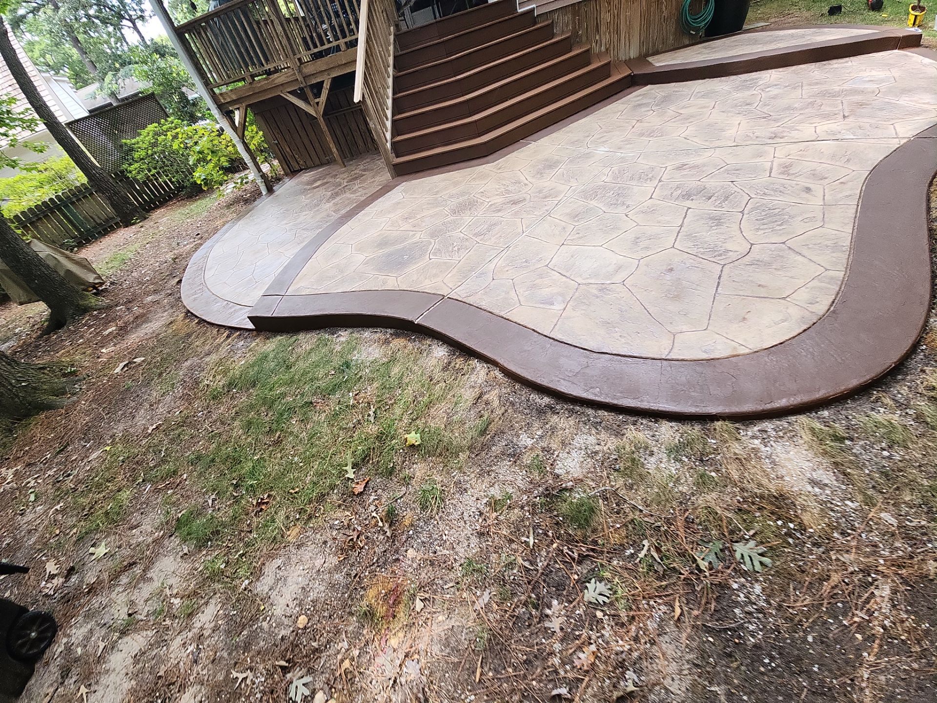 Stamped Concrete and Weathered Deck by DuraSeal