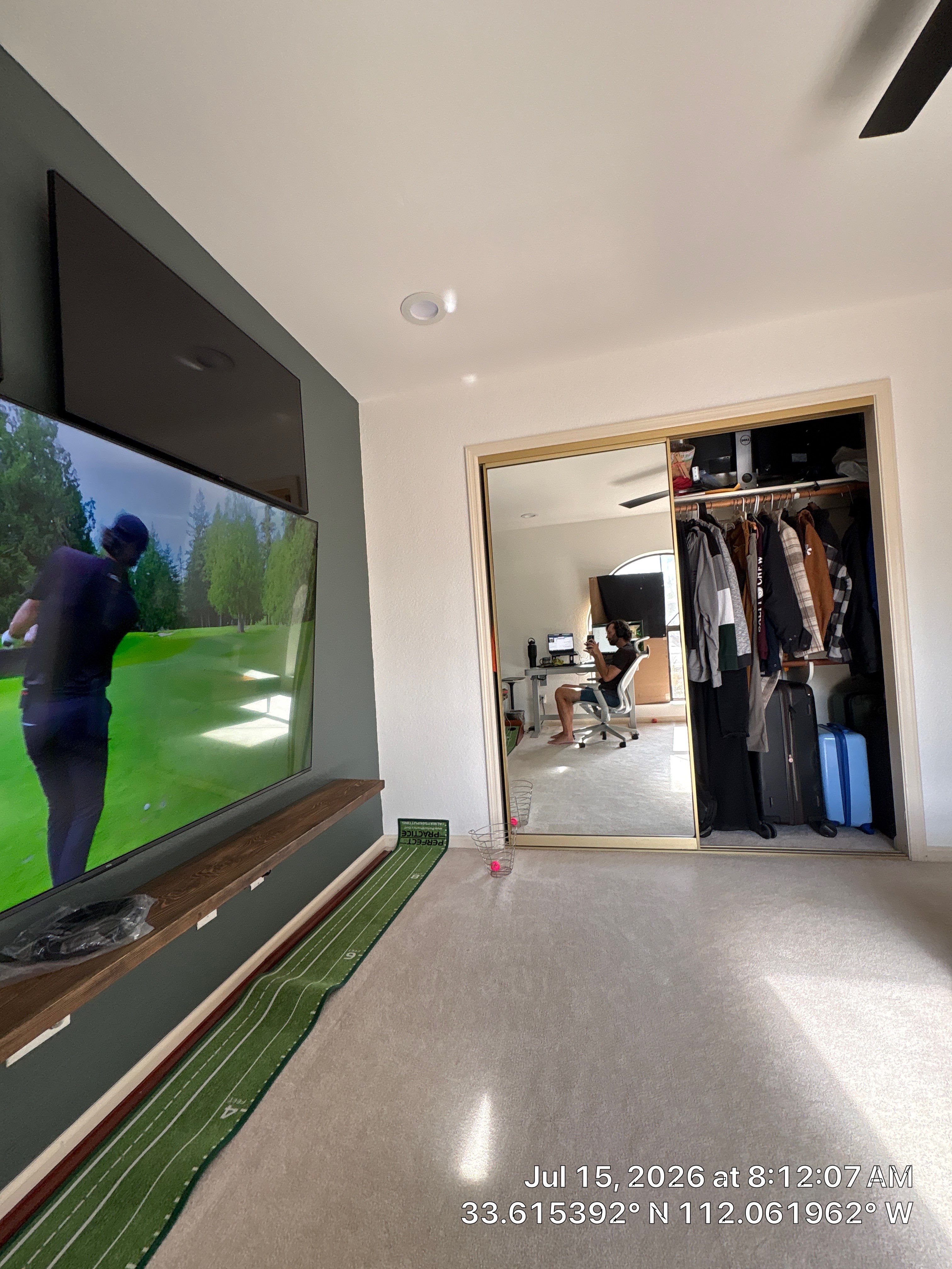Modern Home Office and Indoor Putting Green Setup in Phoenix by CompanyCam Sales Demo
