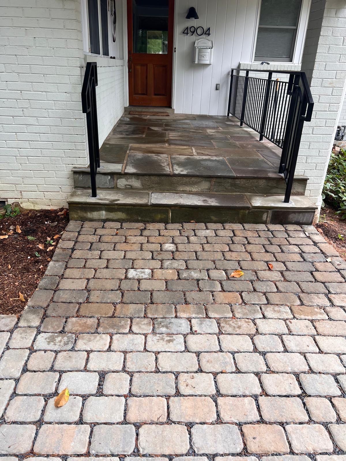Custom Black Metal Railings for Chevy Chase Stone Porch by Capitol Iron Works