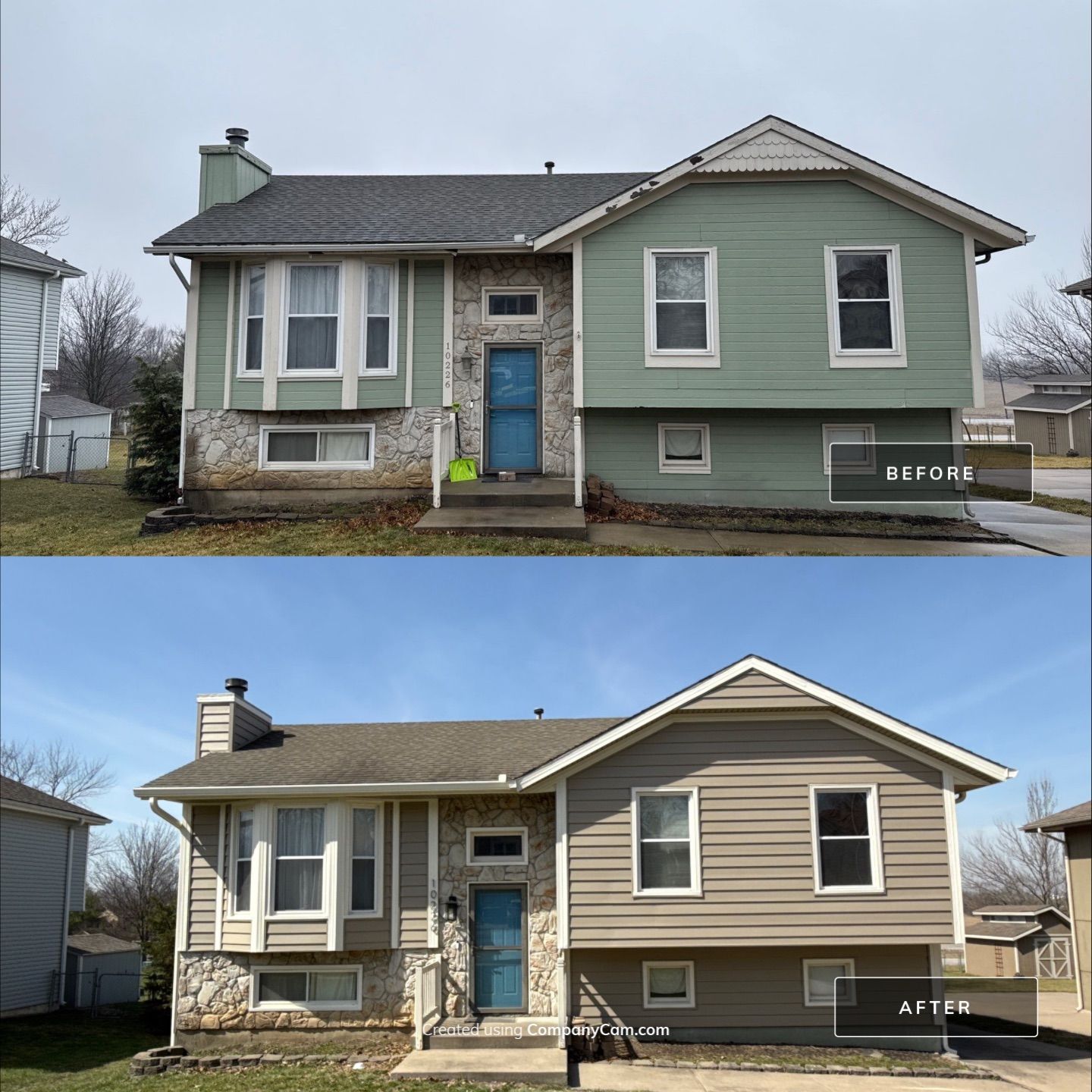 Kansas City Horizontal Vinyl Siding Installation for Split-Level Residence by EEC Windows, Siding & Roofing