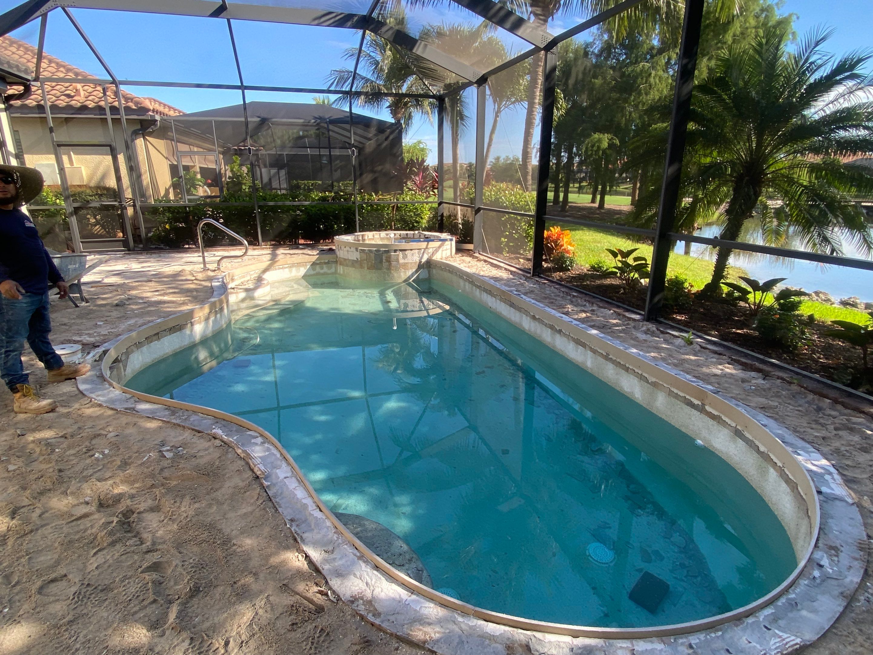 Textured Marble Pool Deck - Bonita National Golf & Country Club by Old Town Pavers Llc
