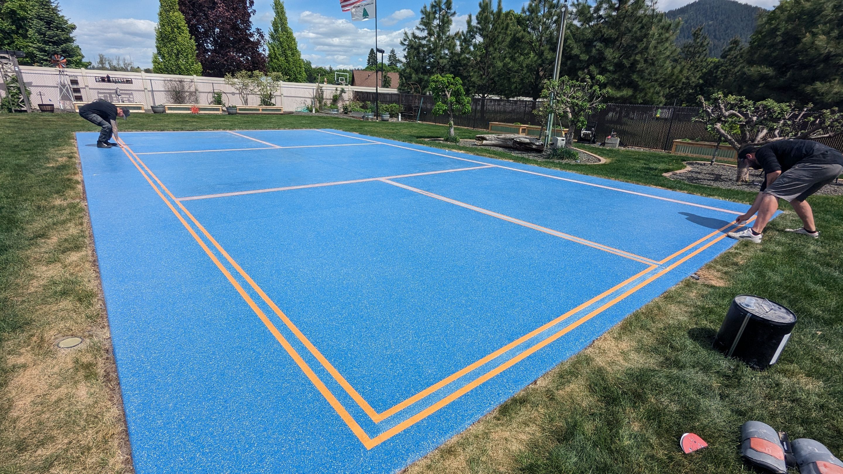 Sports Court Transformation using Ocean Hybrid by Croc Coatings, LLC