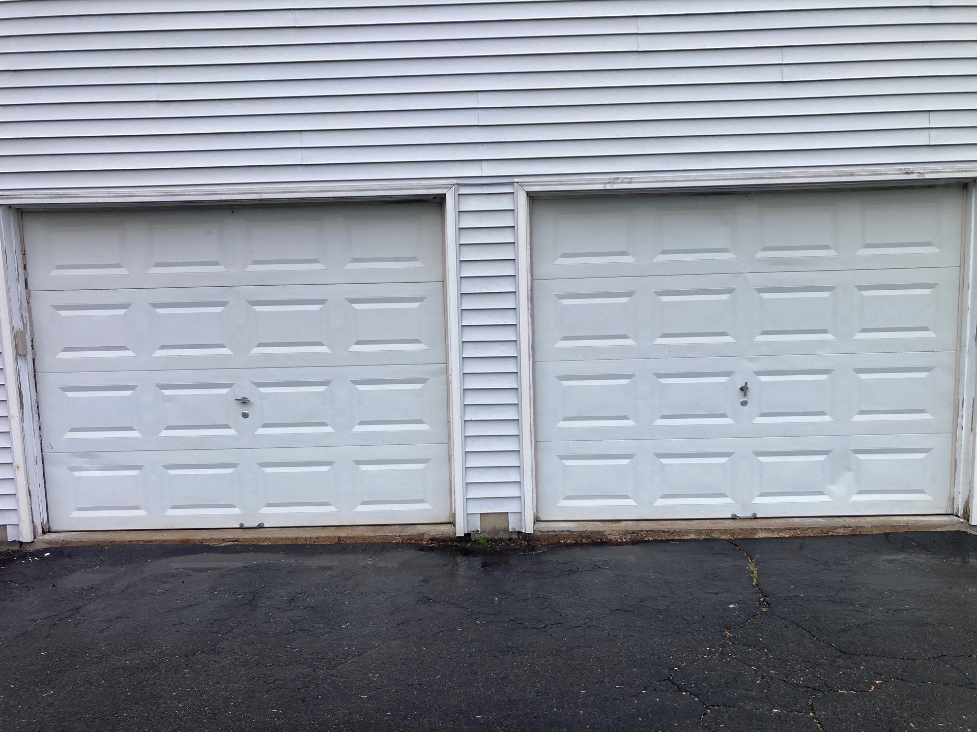 Double Garage Door Transformation by DiGiorgi Roofing and Siding Inc