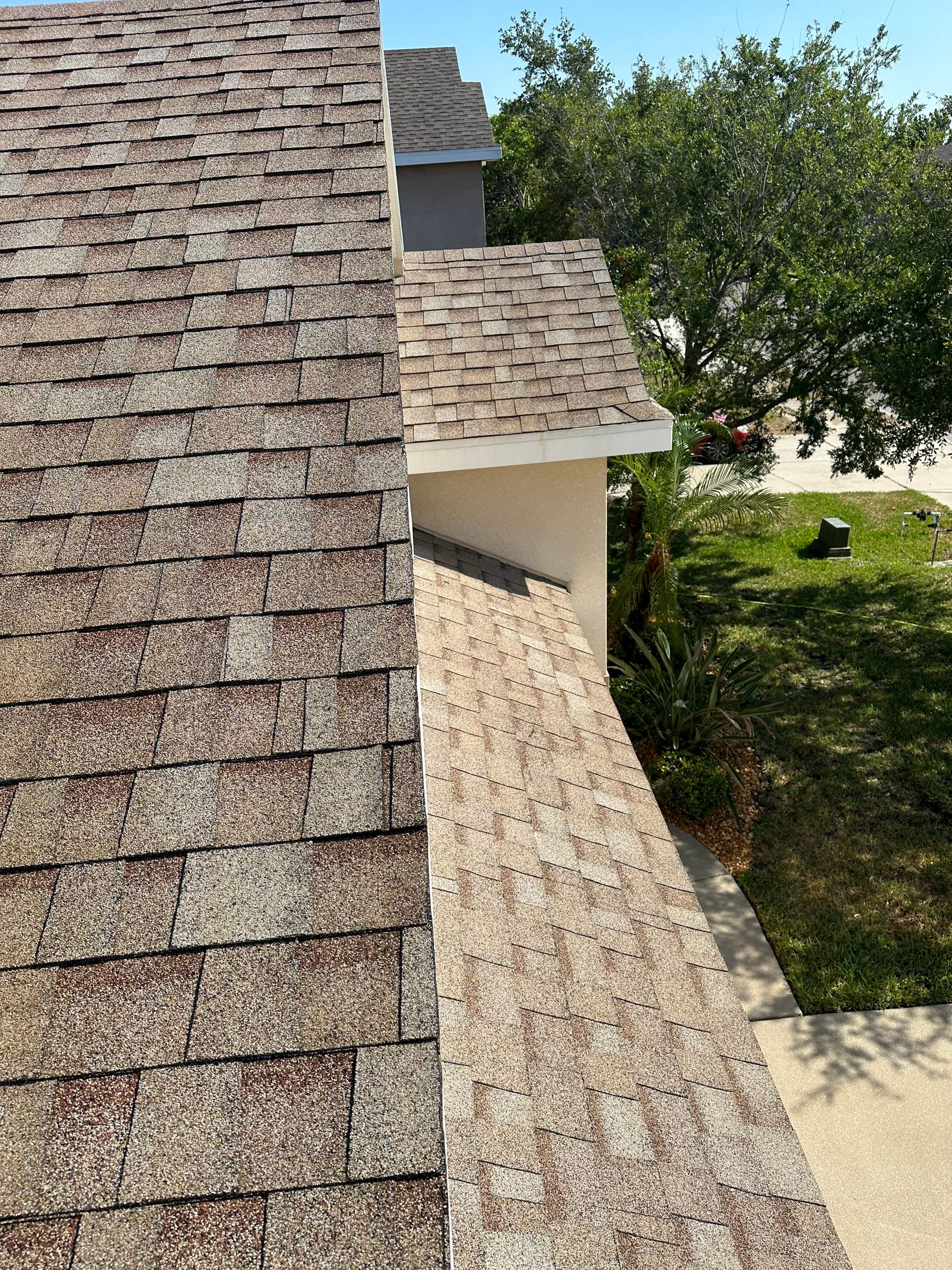 Asphalt Shingle Roof Soft Wash Cleaning & Concrete Pressure Washing in CopperStone Community, Parrish, FL by Sunshine AquaWash