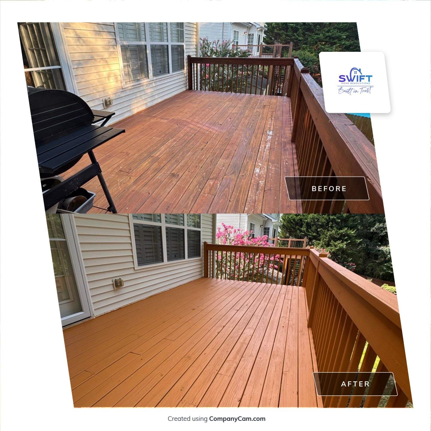 Multi-Level Deck and Front Porch Staining in Powder Springs by Swift Home Renovations