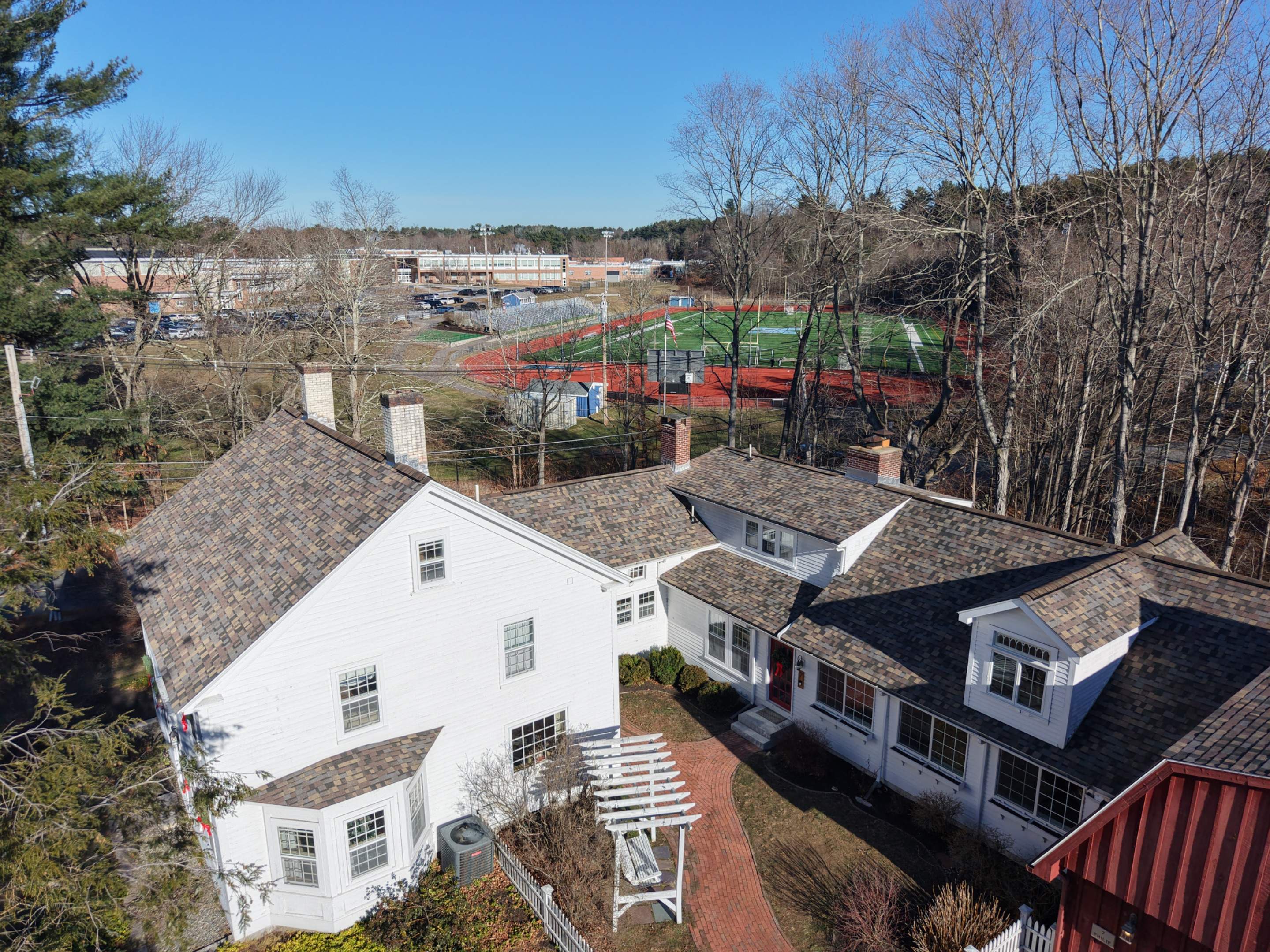 Historic 65-Square Connected Farmhouse Re-Roof in Medfield, MA – Owens Corning Duration Designer, Summer Harvest by JOHNNYS PRO