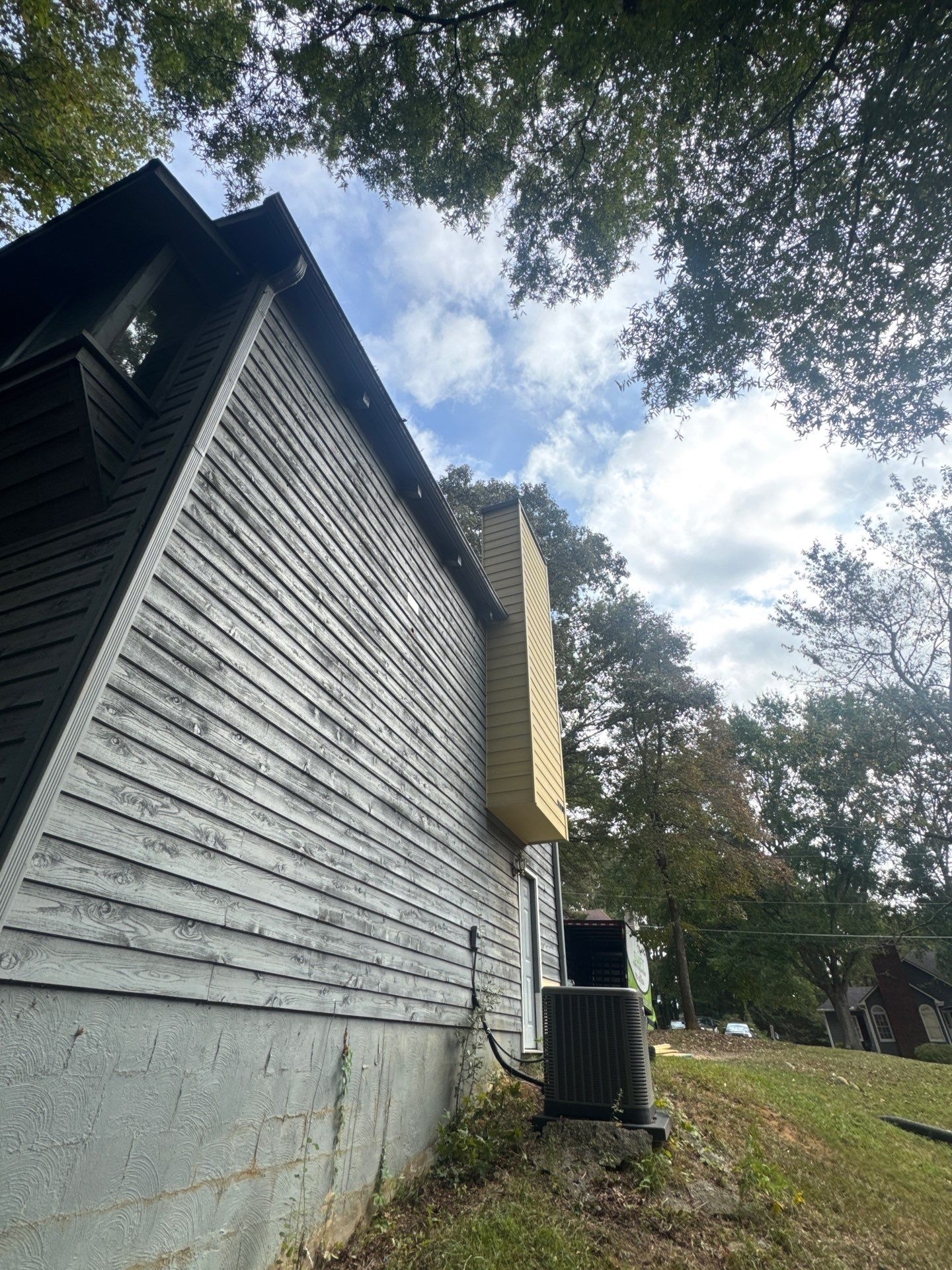 Chimney Chase Siding Replacement and Exterior Painting in Cartersville by Swift Home Renovations 