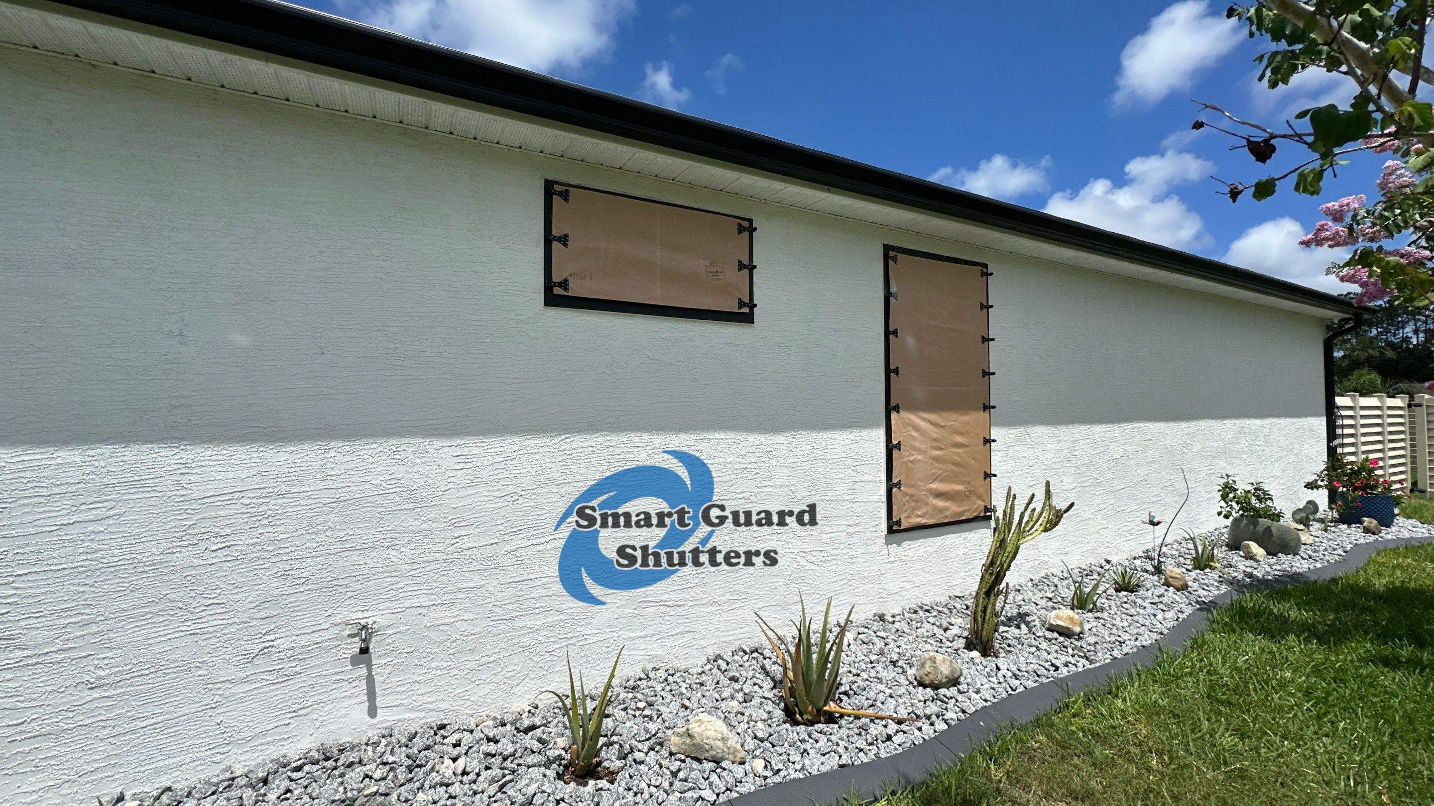 AstroGuard Hurricane Fabric in Tan by Smart Guard Shutters