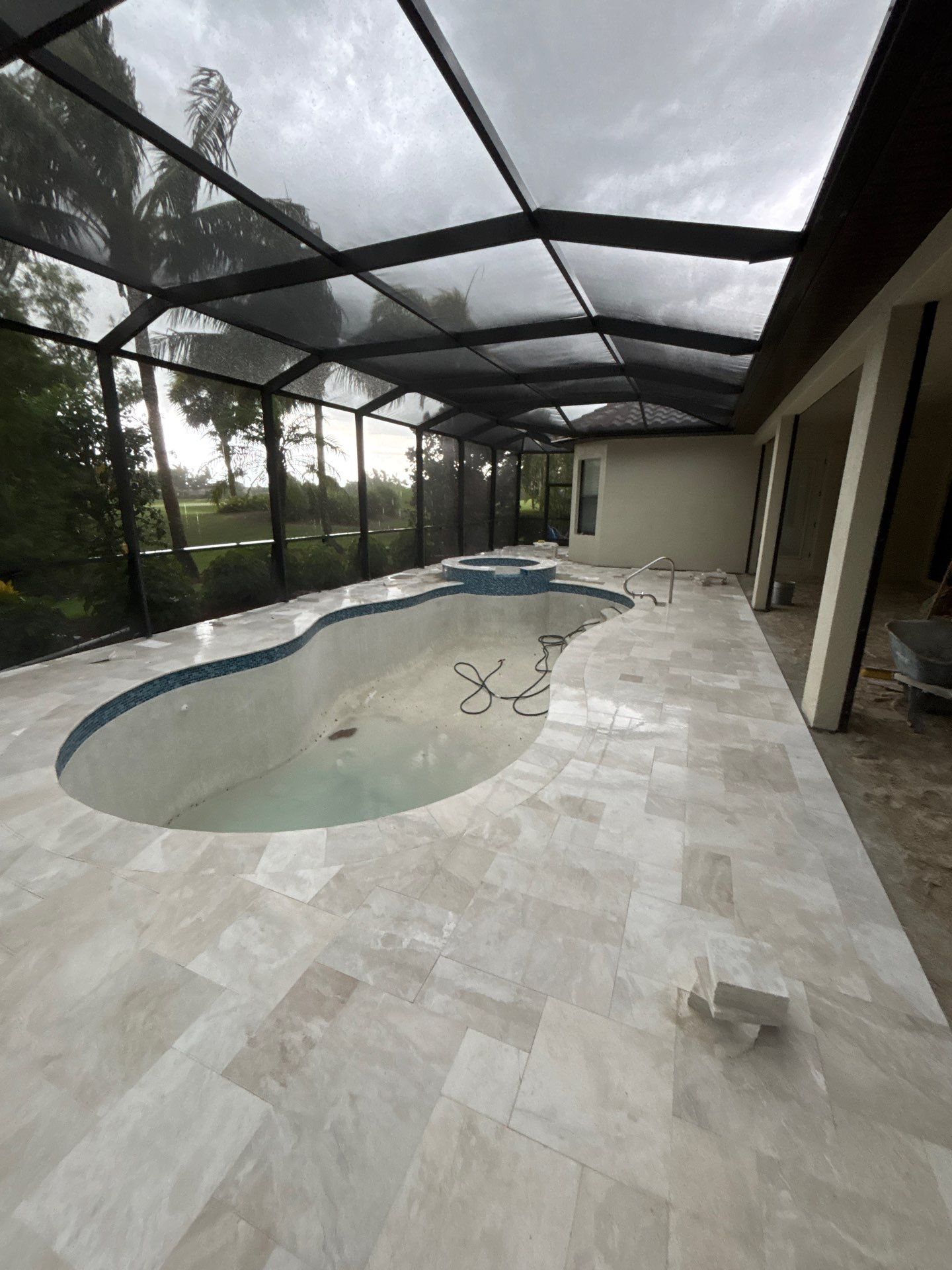 Textured Marble Pool Deck - Bonita National Golf & Country Club by Old Town Pavers Llc
