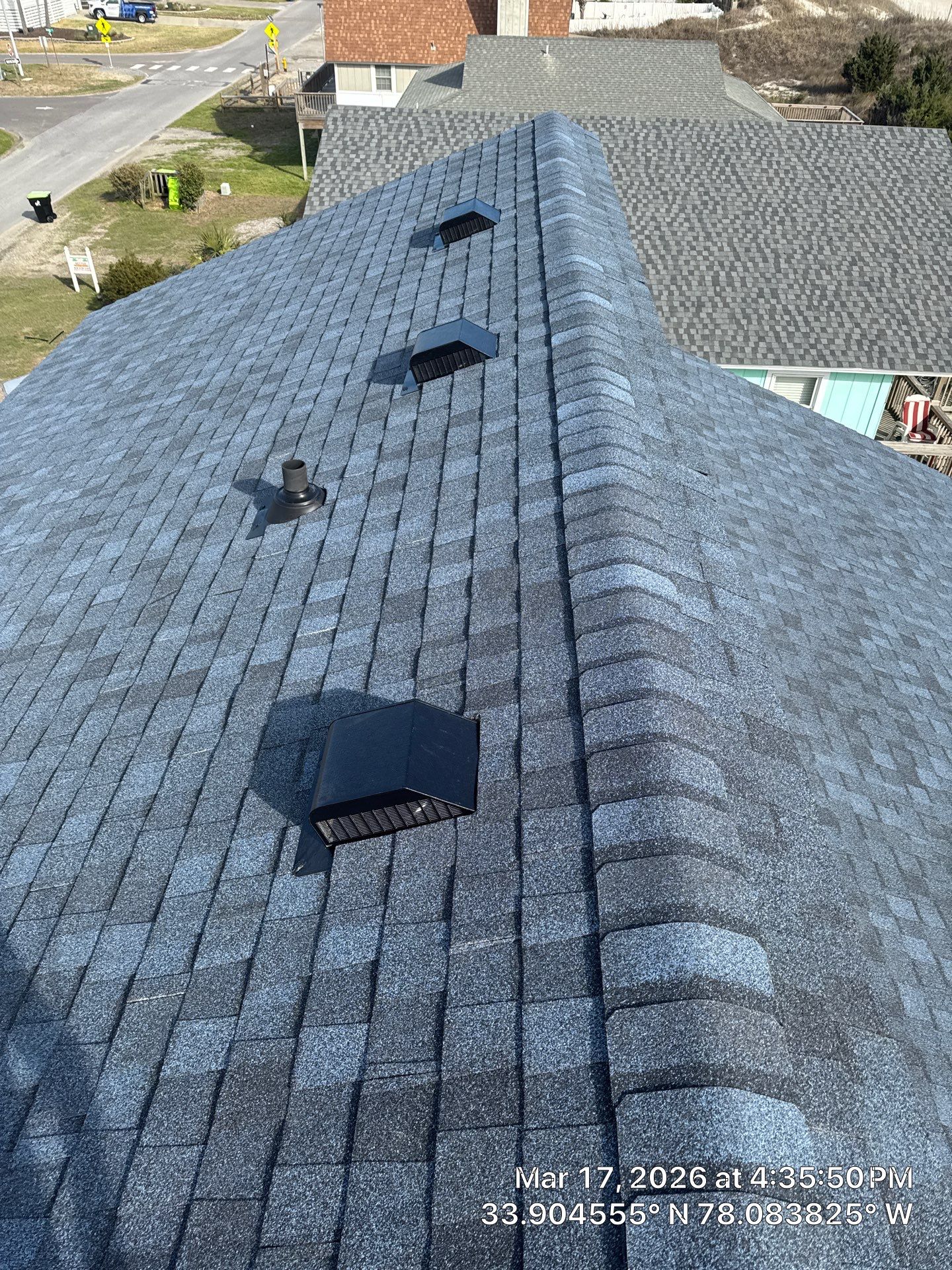 Oak Island FORTIFIED Roof Replacement with CertainTeed Landmark PRO Coastal Blue by RGR Construction and Roofing, LLC
