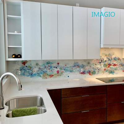Kitchen Remodel using IMAGIO Solid Glass Backsplash by Rocco Pisto