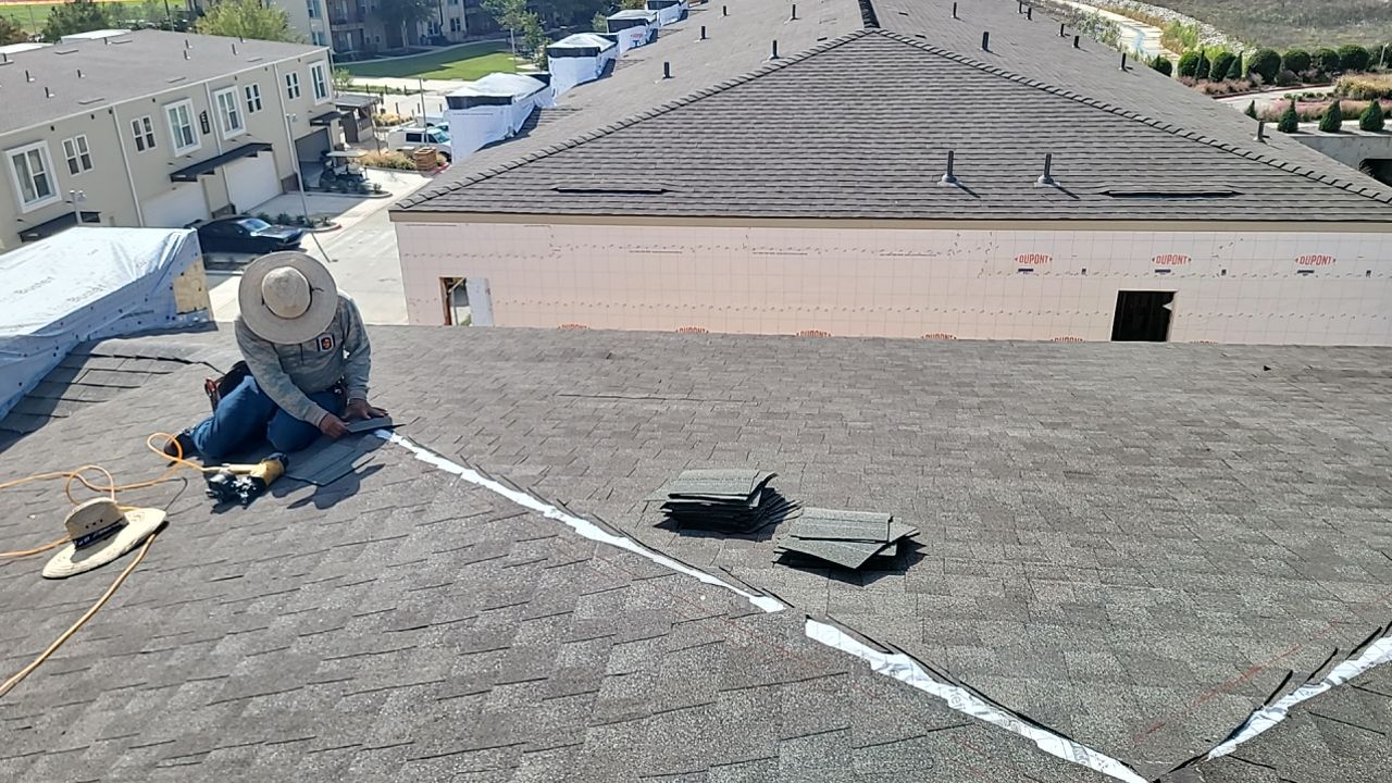 Apartment Roofing Installation using GAF HDZ Shingles, GAF TPO and Pavers in Lewisville, TX by Roof Experts