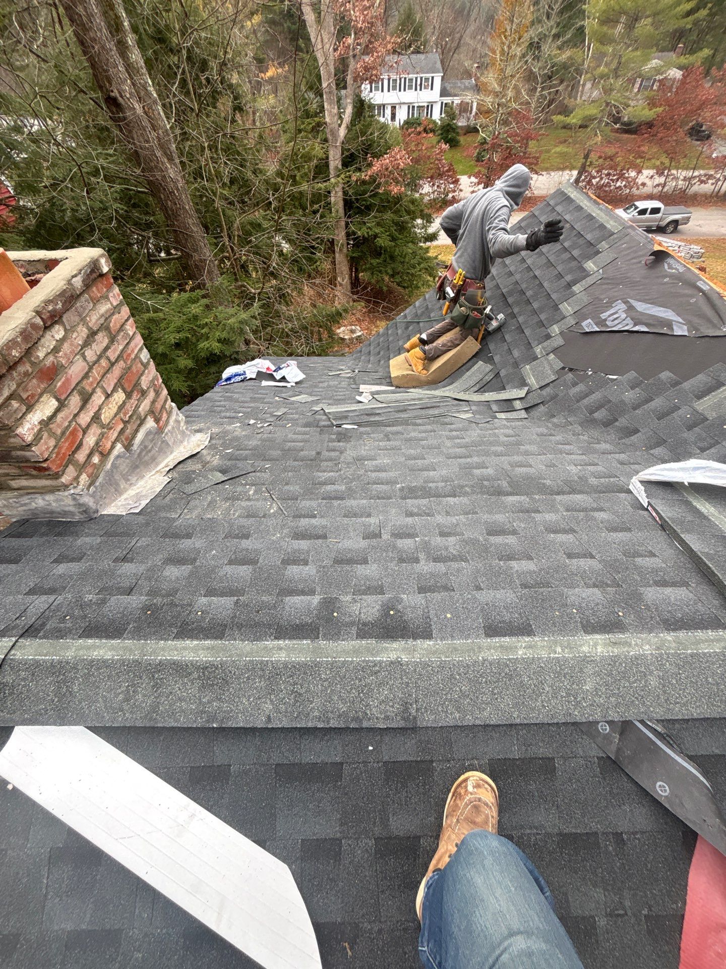 GAF Charcoal Roof Replacement with Vent Leak Repairs, PVC Fascia & Leaf Guard Gutters by Sensible Home Solutions