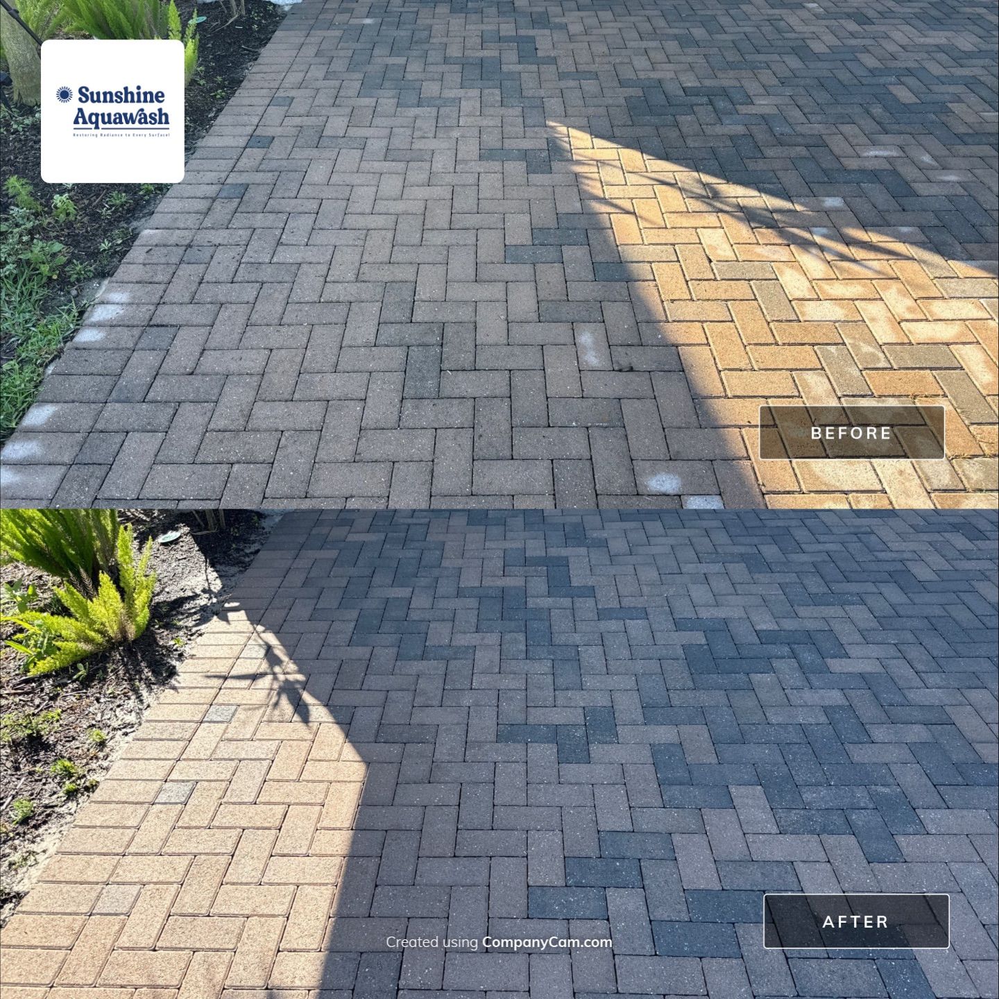 Paver Driveway Cleaning, Oil Stain Removal & Sidewalk Cleaning in Trevesta – Palmetto, FL by Sunshine AquaWash