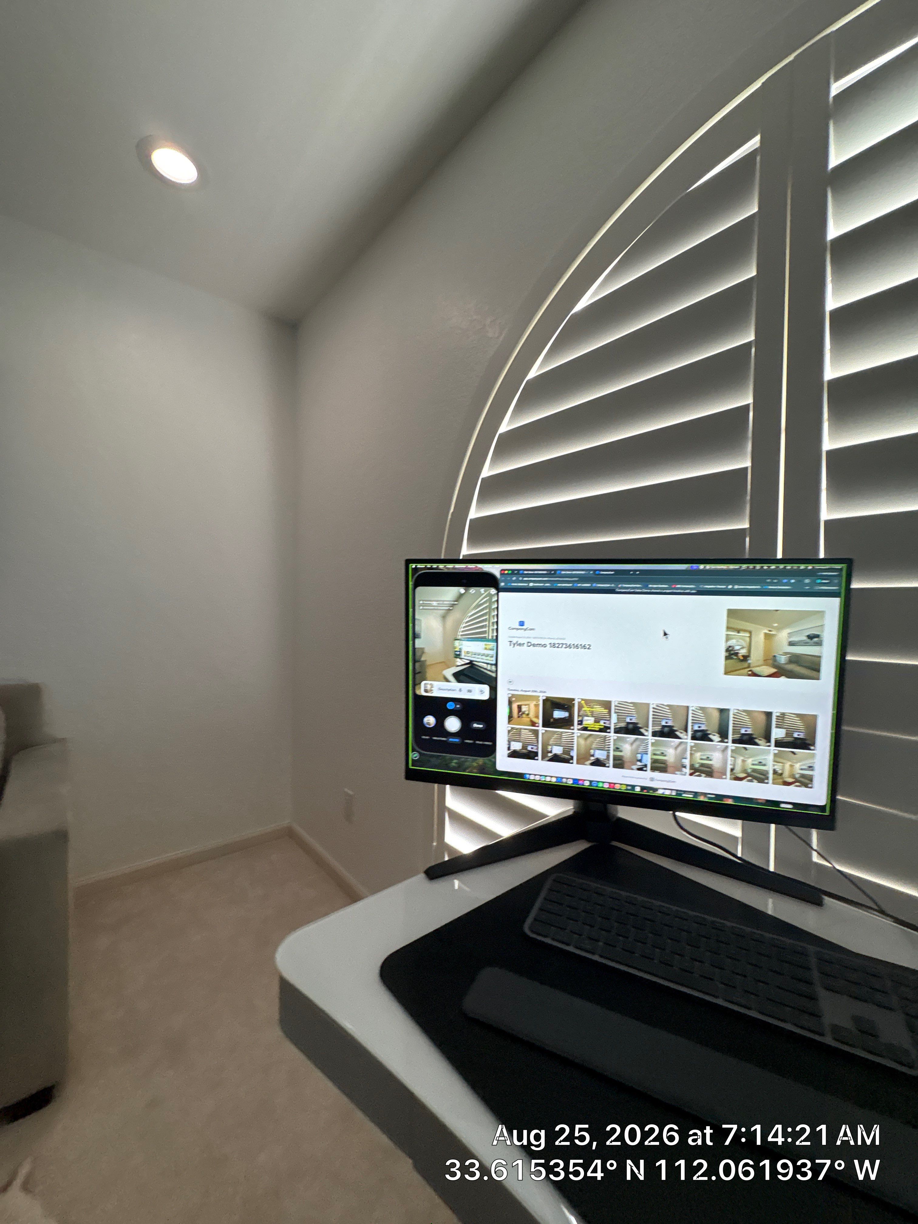 Modern Office Renovation With Arched Shutters and Mirrored Closets by CompanyCam Sales Demo