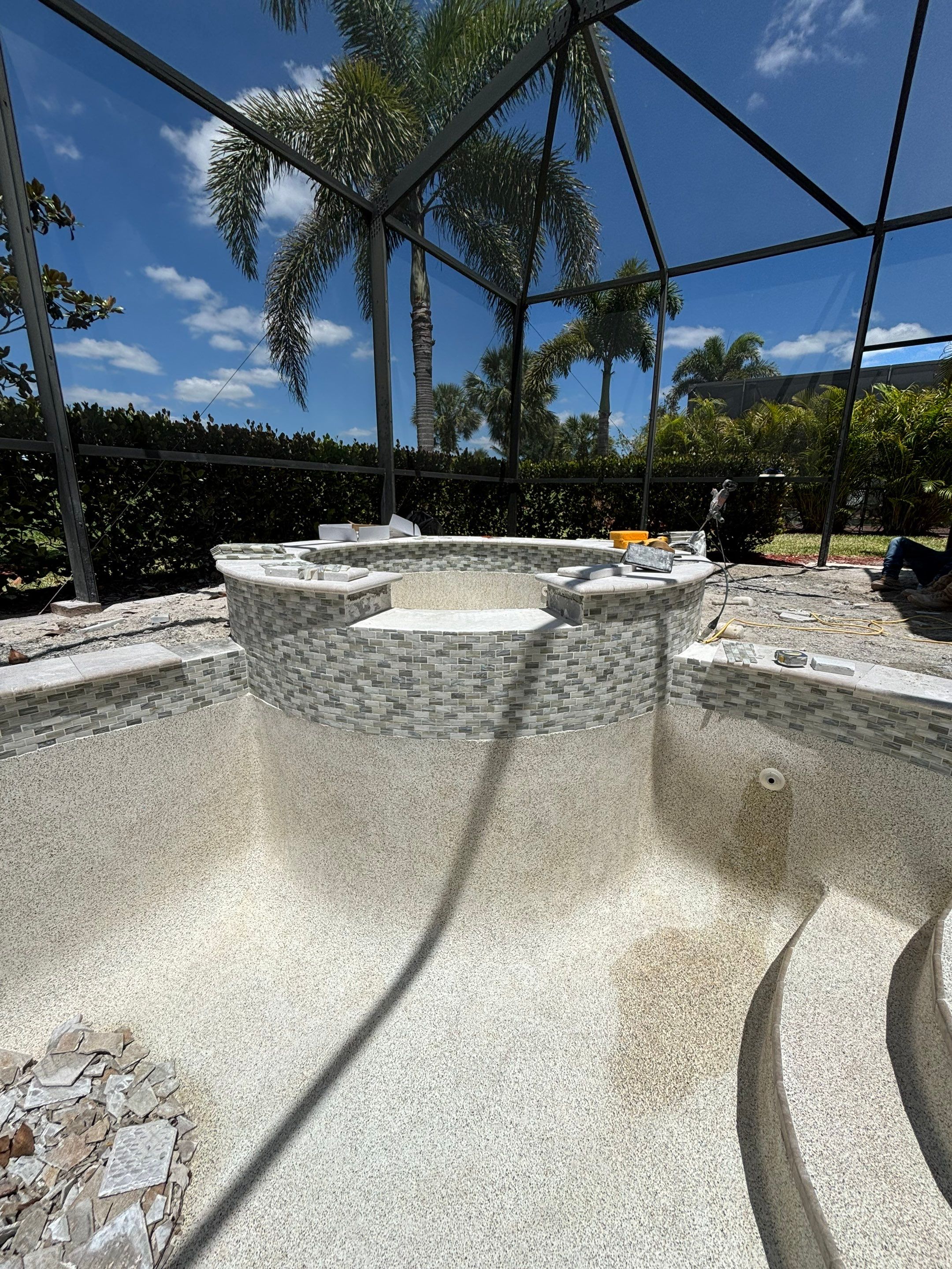 Textured Marble Pool Deck - Bonita National Golf & Country Club by Old Town Pavers Llc