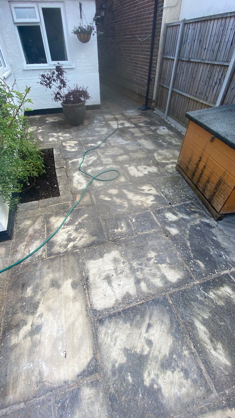 Driveway And Patio Clean using Mosmatic FSC and Biocide by Ges Exterior Cleaning ltd
