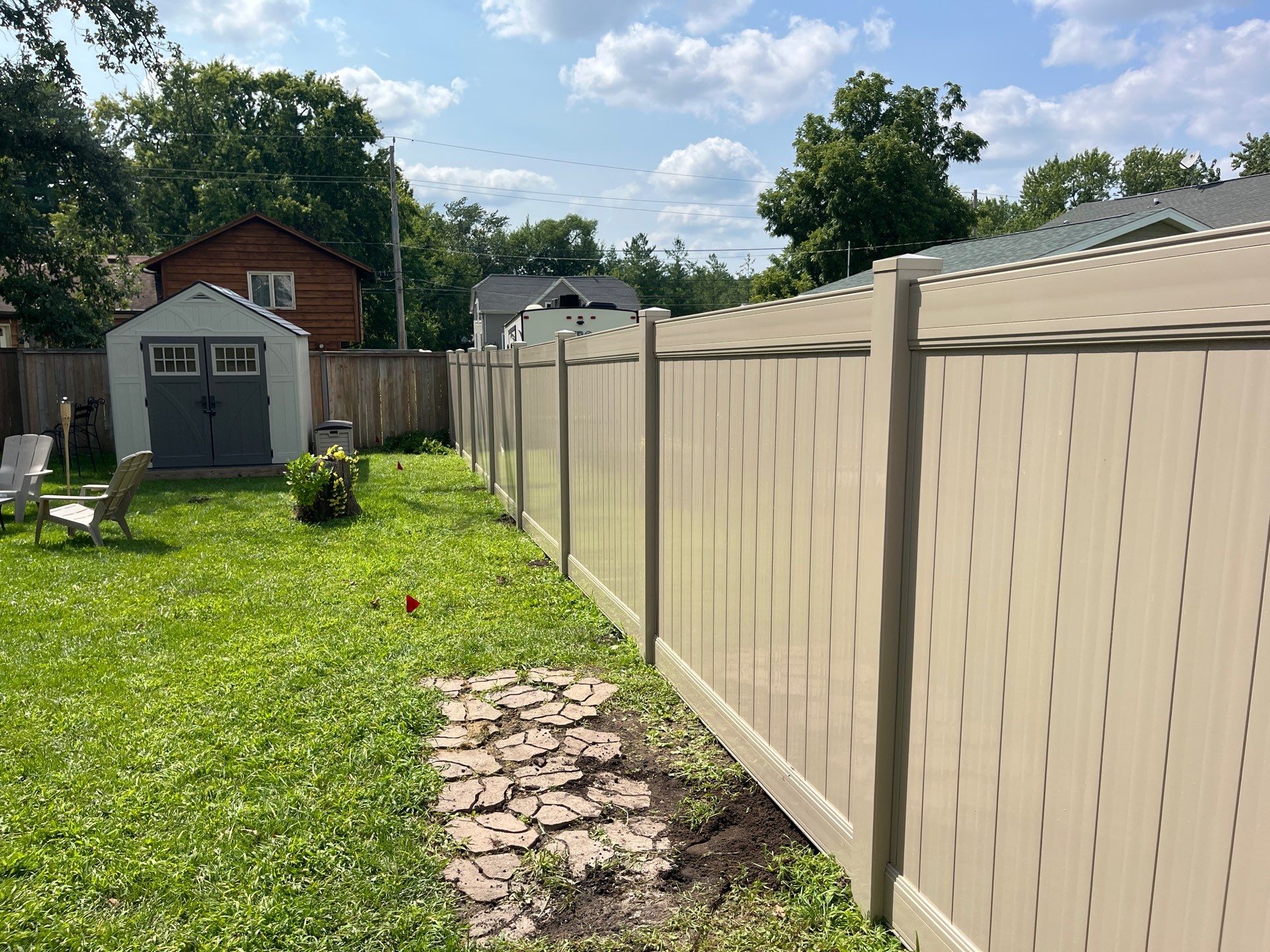 Adobe Vinyl Privacy Fence and Gate Installation in Waterloo by Perfect Picket Fence and Stain