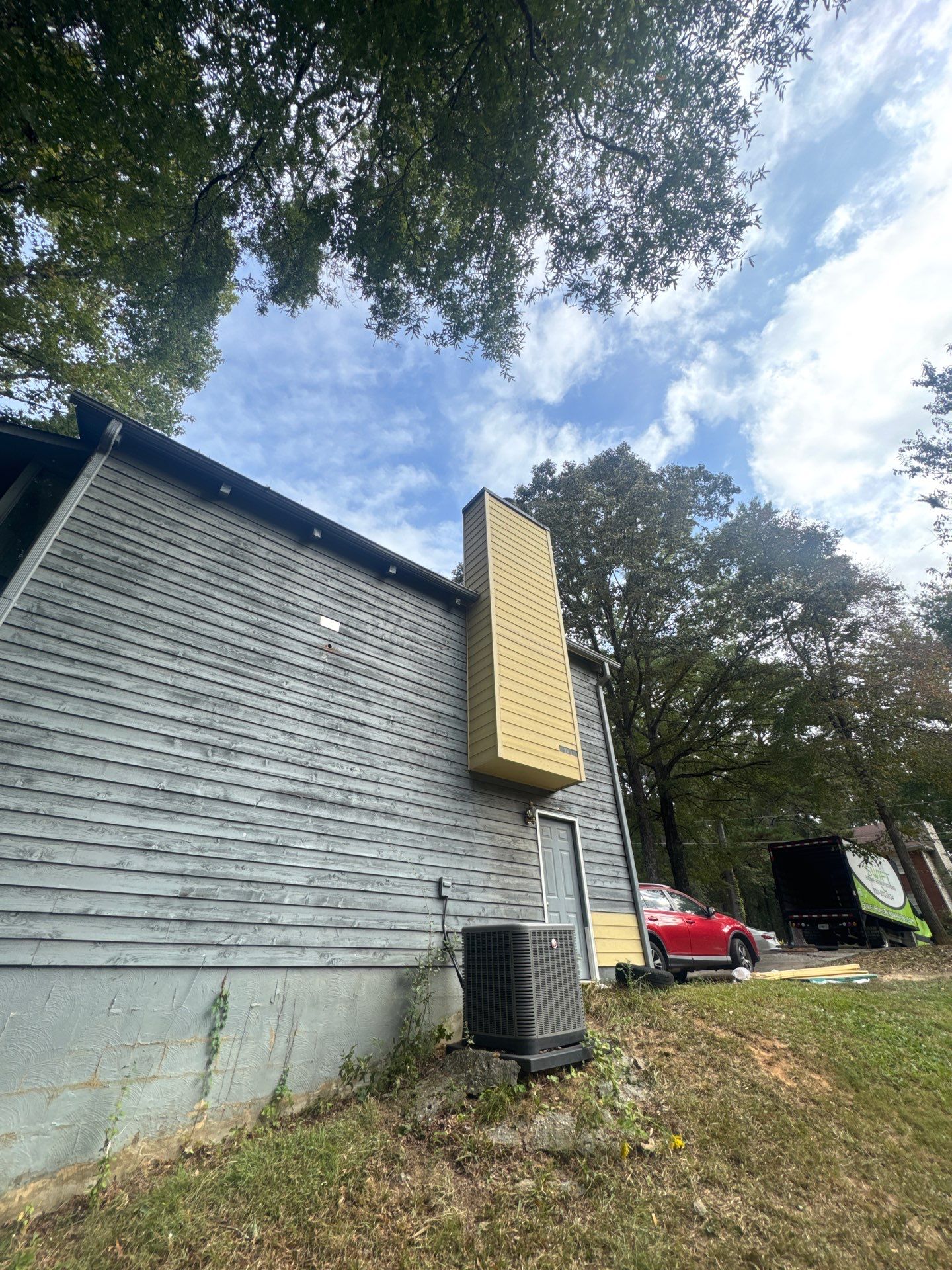 Chimney Chase Siding Replacement and Exterior Painting in Cartersville by Swift Home Renovations 