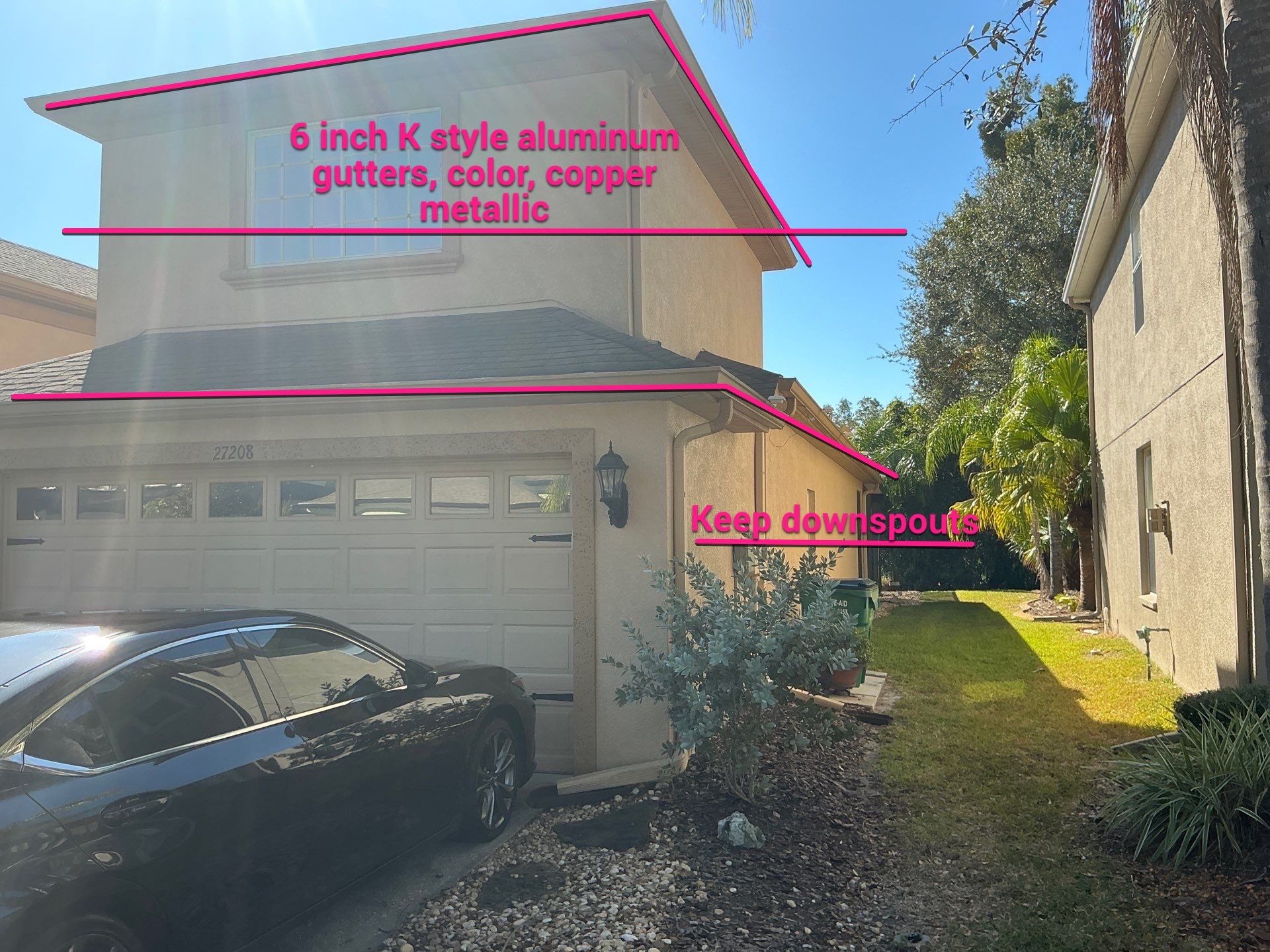 6 Inch Seamless Gutters using Copper Gutters in Wesley Chapel FL by Gutter Professors