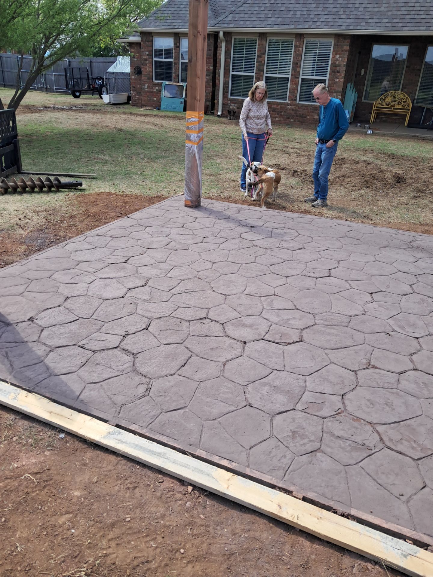 Stamped Concrete & Custom Pergola Build by Clays Services Inc
