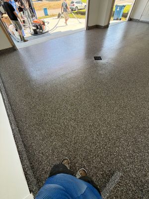 Custom Grey Epoxy Flake Garage Floor Coating in Holland