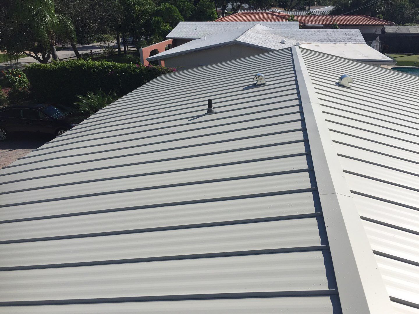 Residential Roofing Installation using 1" Nail strip metal roof by BLUES BROTHERS ROOFING