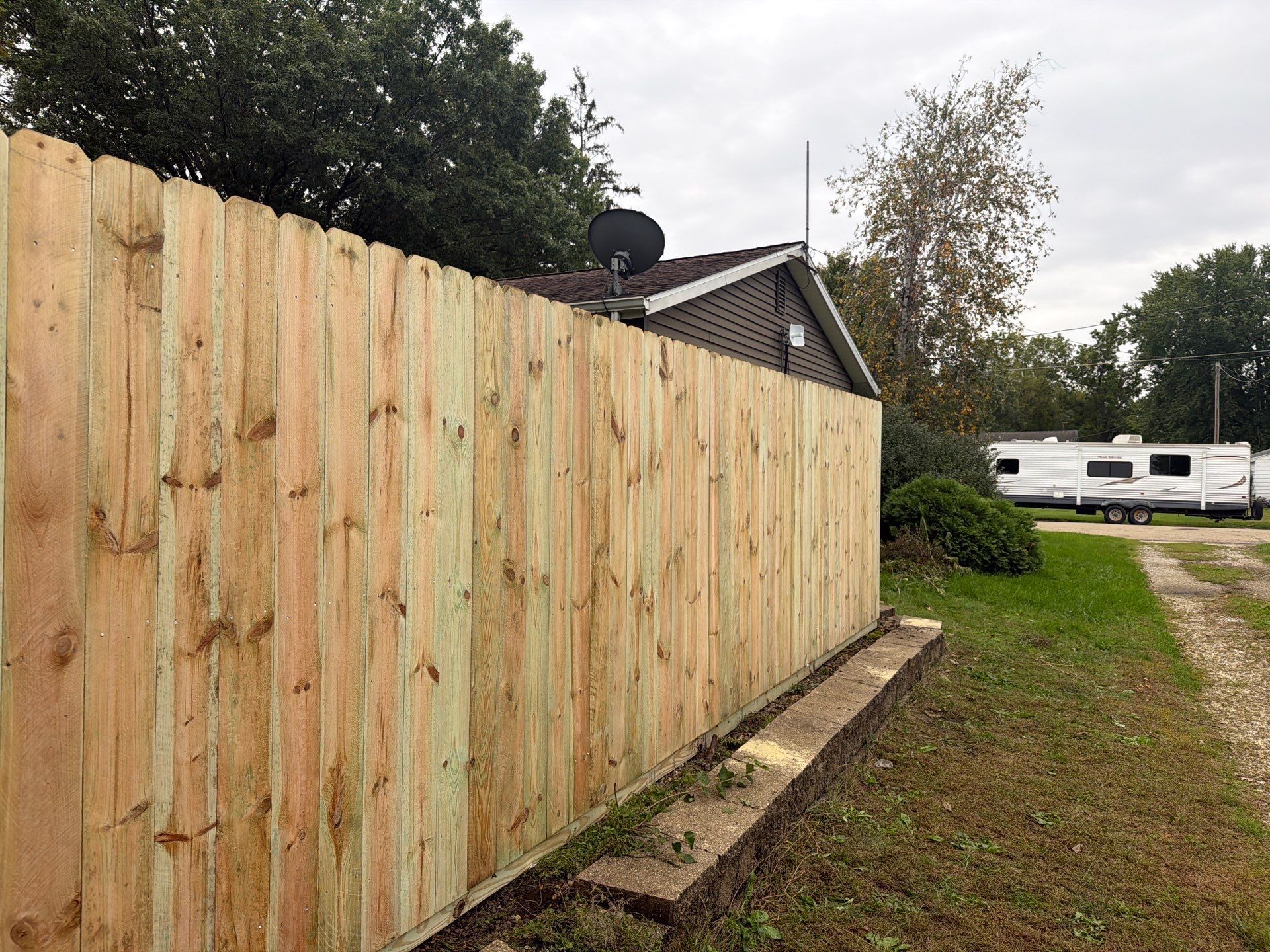 Custom Wood Privacy and Black Chain Link Fence in Hudson by Perfect Picket Fence and Stain