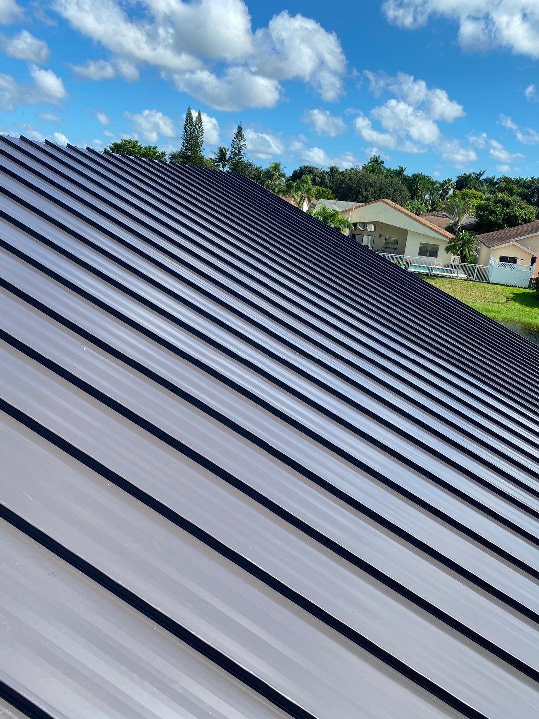 Residential Roofing Installation using 1" Nail strip metal roof by BLUES BROTHERS ROOFING