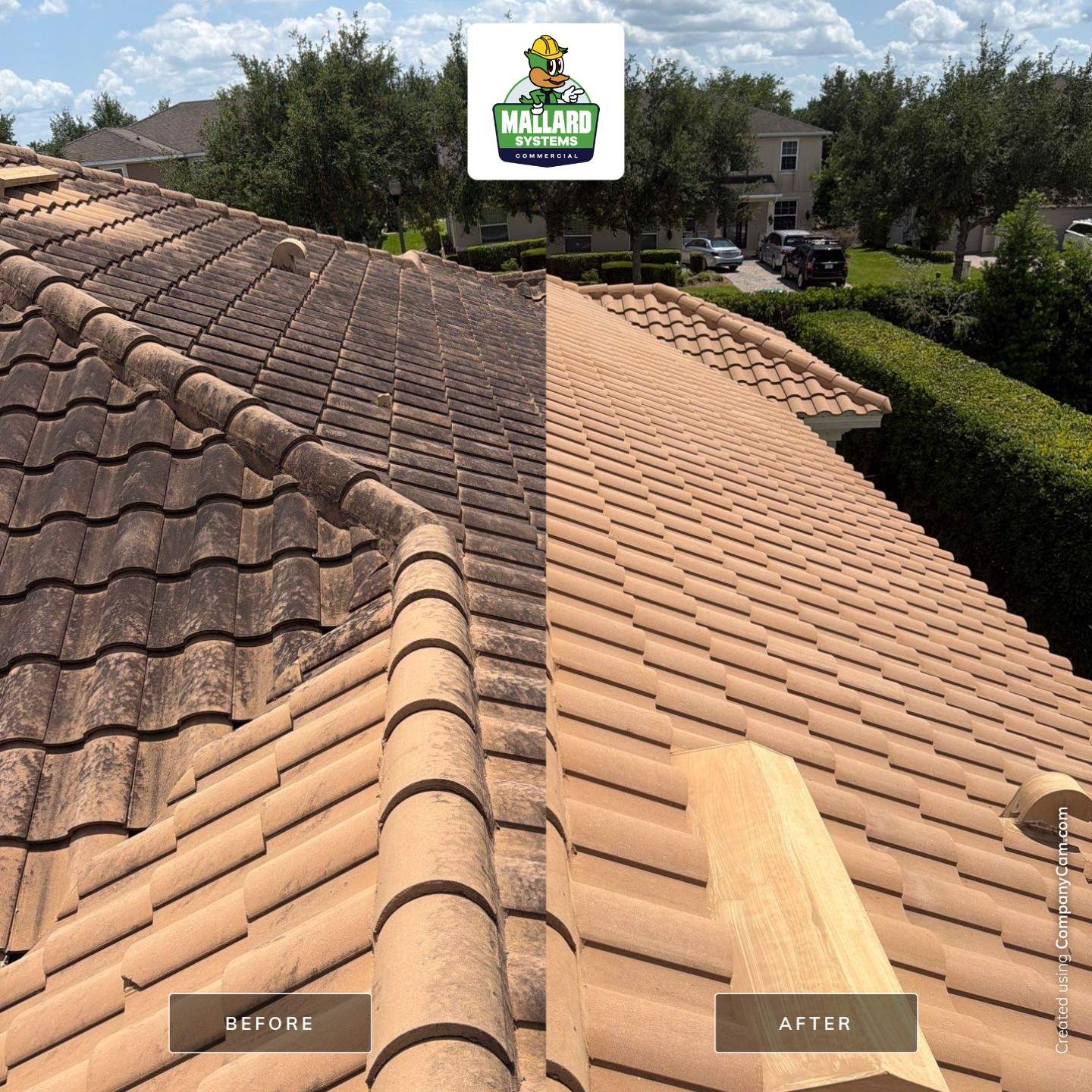 Barrel Tile Roof Cleaning by Mallard Systems