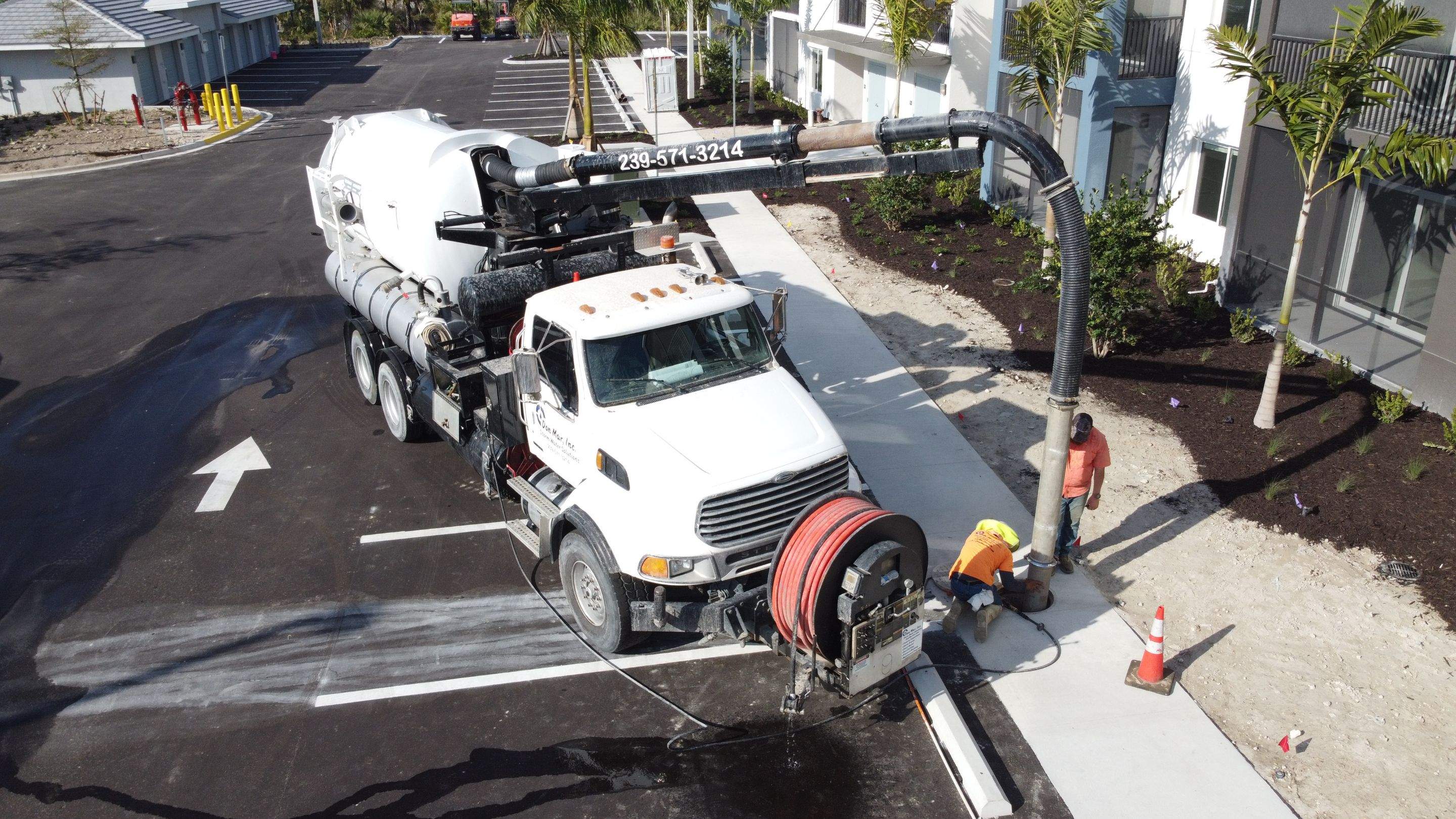 New Construction Apartment Complex Stormwater System and Sewer System Cleaning by Don Mar, Inc. Storm Water Solutions