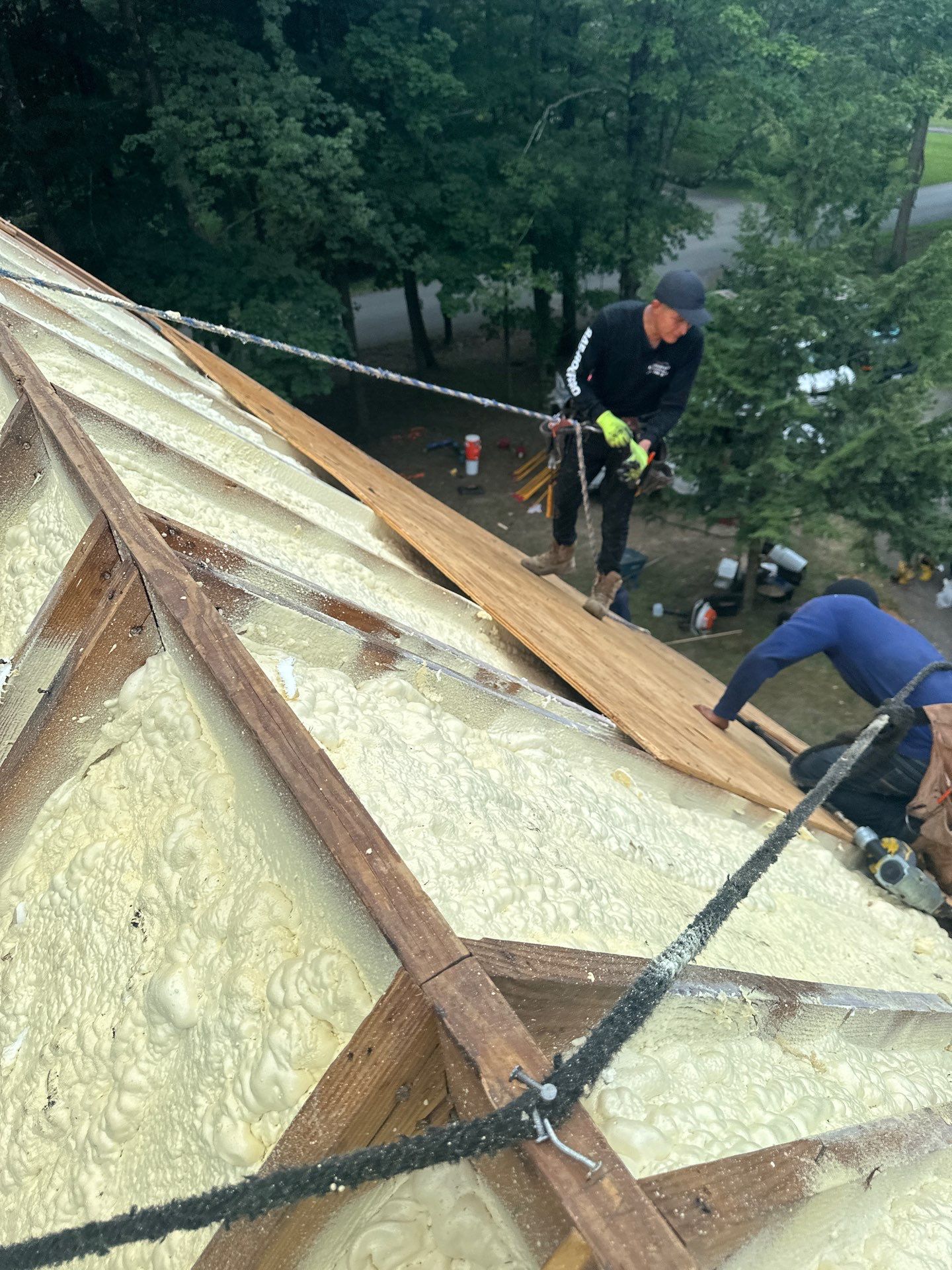 Exterior Installation using Closed Cell Spray Foam by NYS Foam & Energy