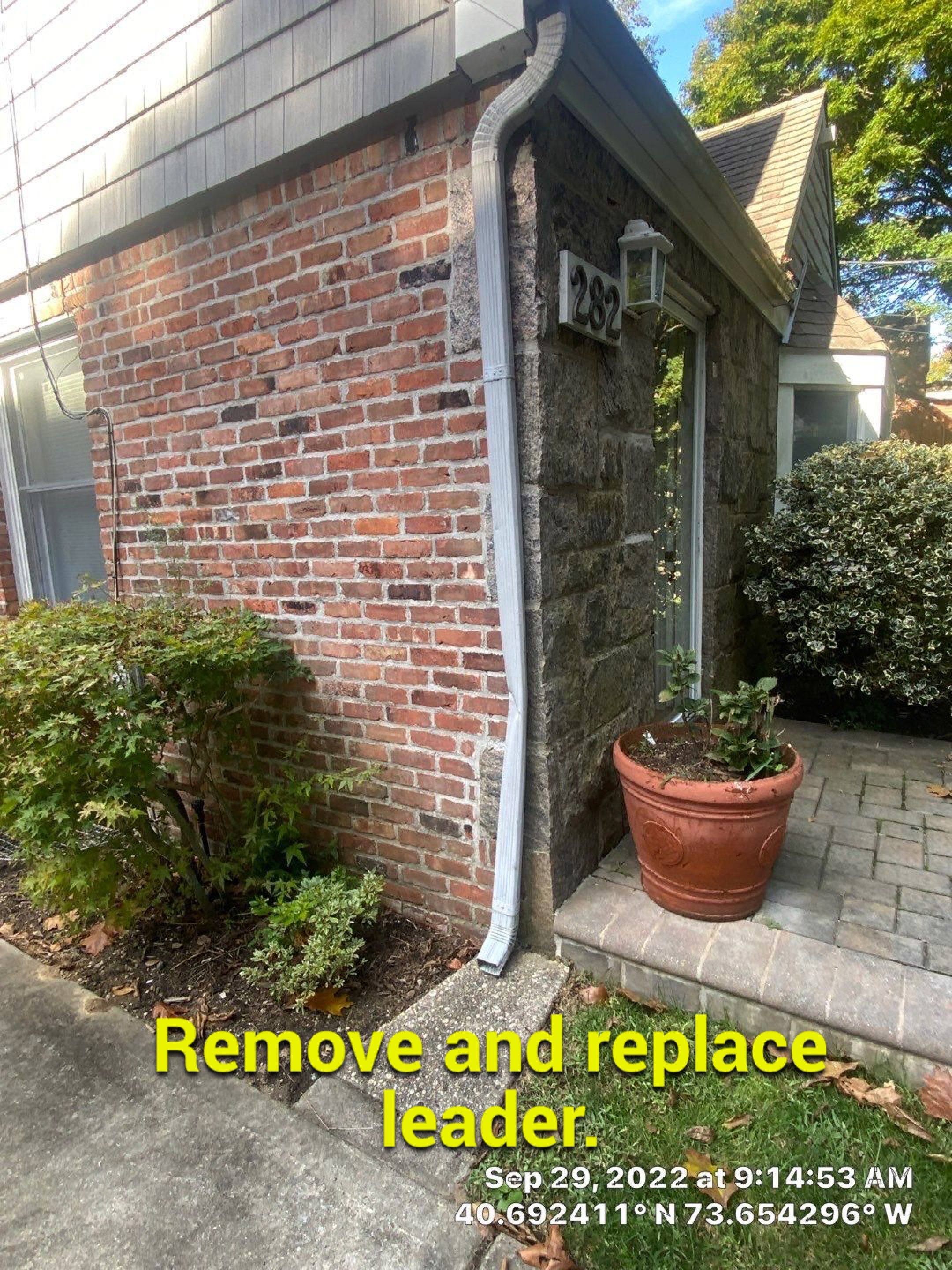 Gutter Installation using 5"white K style seamless gutters and 2x3 white leaders, and Microguard gutter shields installed.  by Above All Gutters 