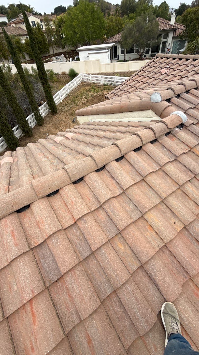 Terracotta Tile Roof Repair and Ridge Cap Sealing in Escondido by Reliable Roofing San Diego Inc.