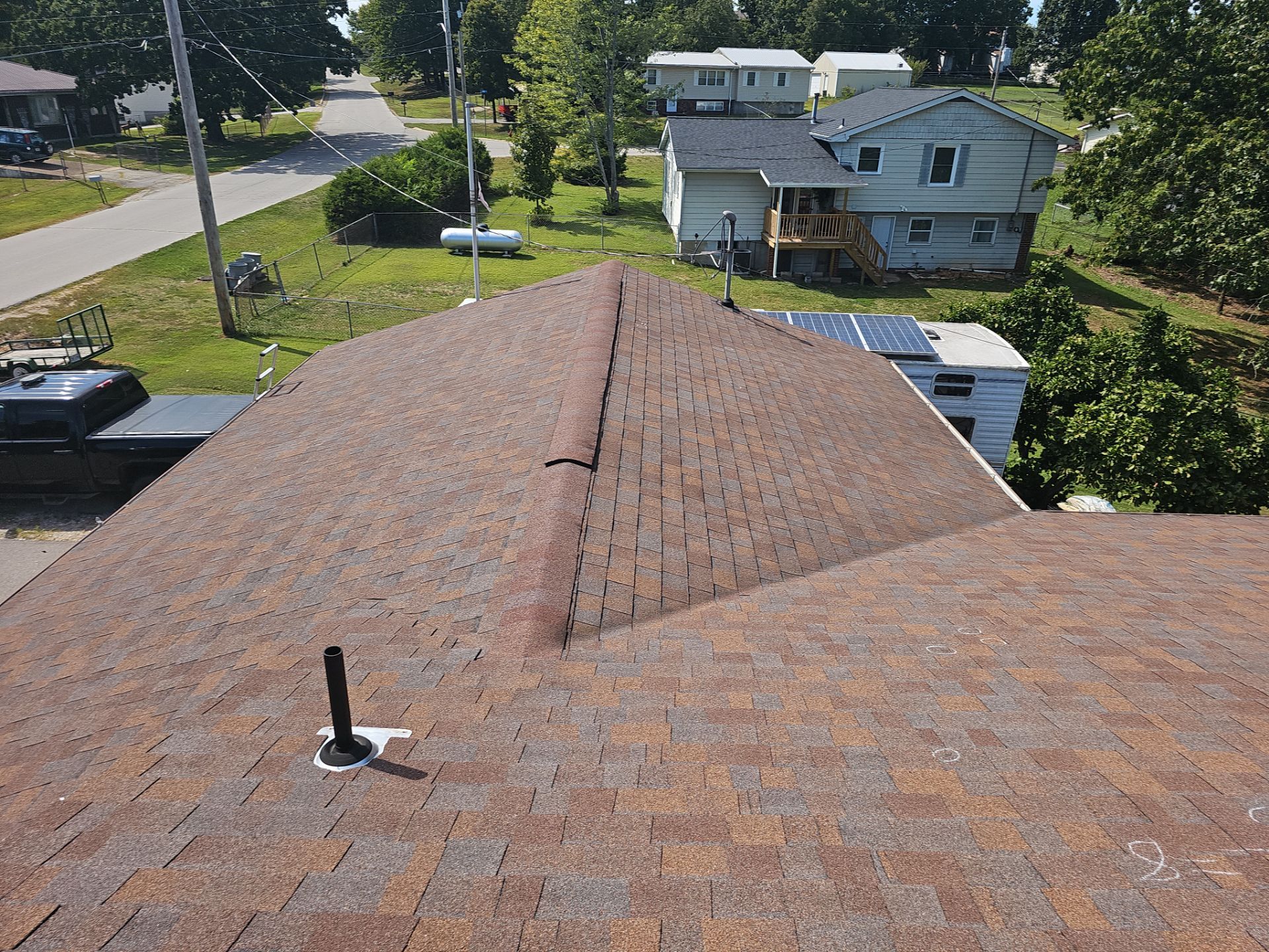 Residential Metal Roof Install - 26 Gauge G-Rib Metal - Color Shiny Black  by Titan Commercial & Residential Roofing 