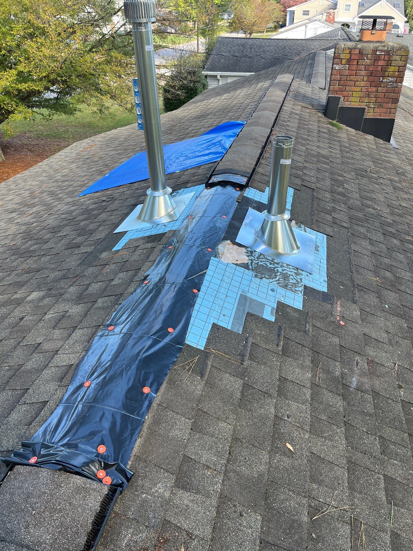 Furnace Exhaust, Water Heater Exhaust, and Roof Repair from fallen tree by Premier Chimney and Roofing